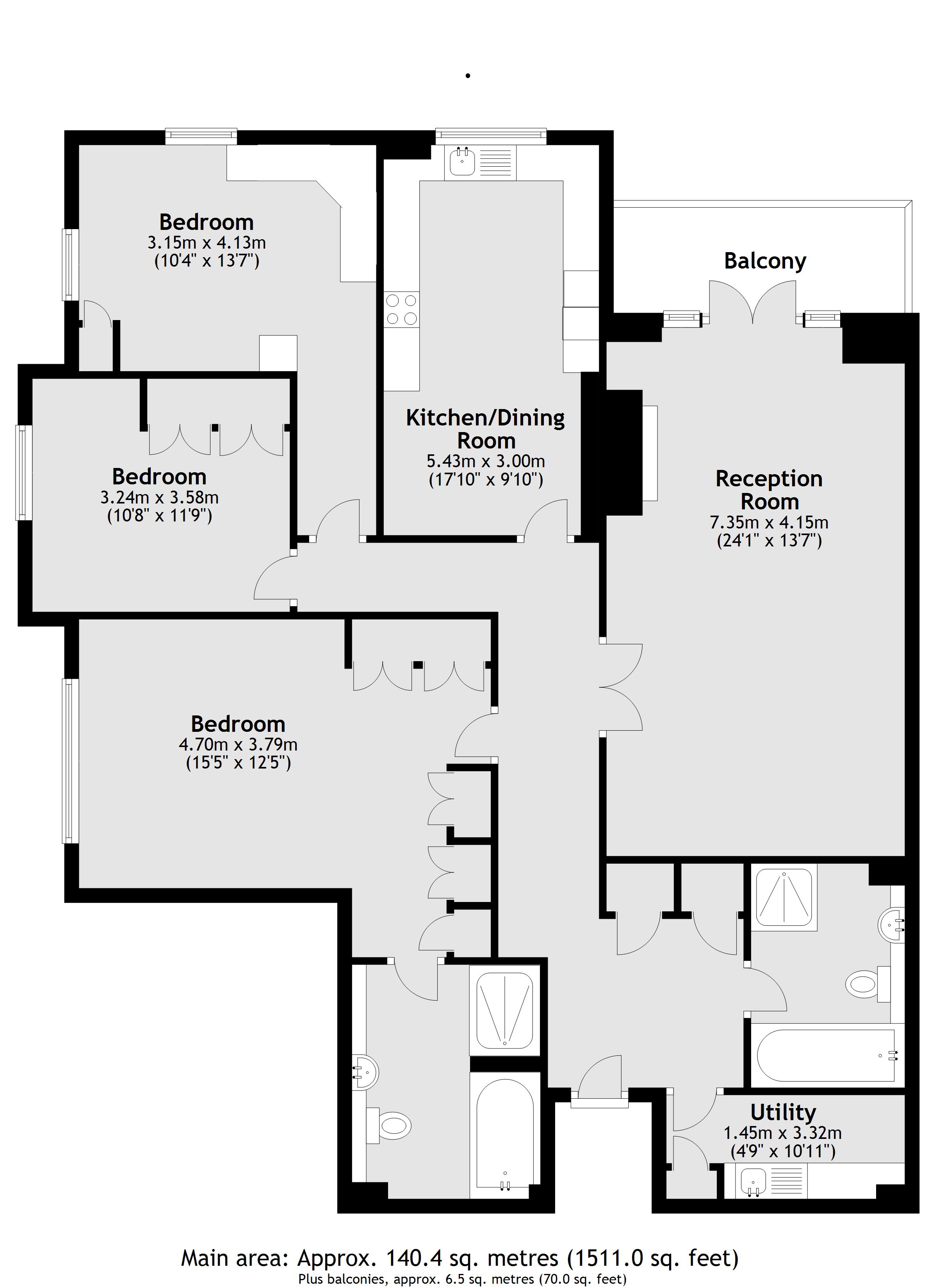Ormonde Place, Old Avenue, Weybridge, Surrey KT13, 3 bedroom flat to