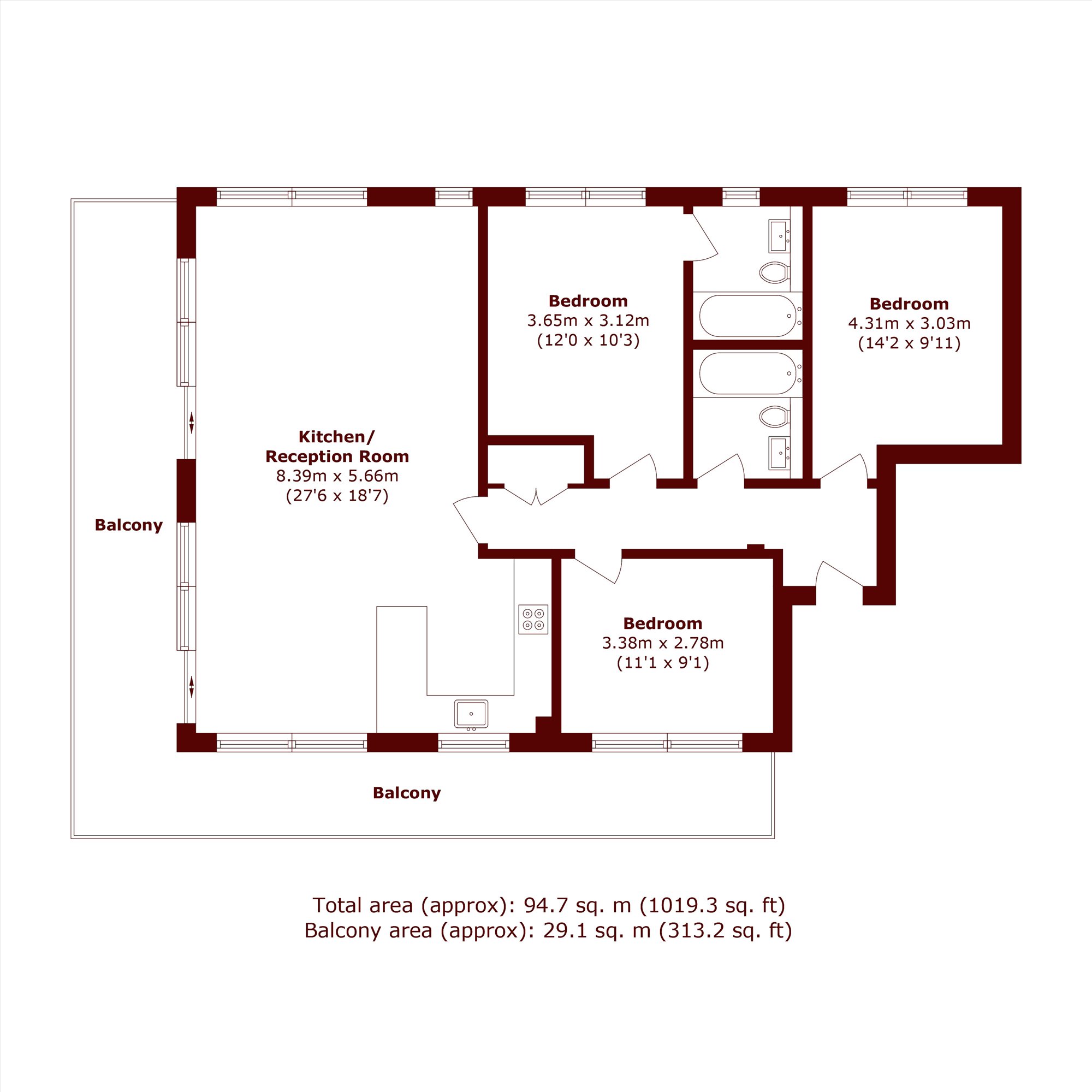 Apartment 24,Meridian Point, Creek Road, London floorplan