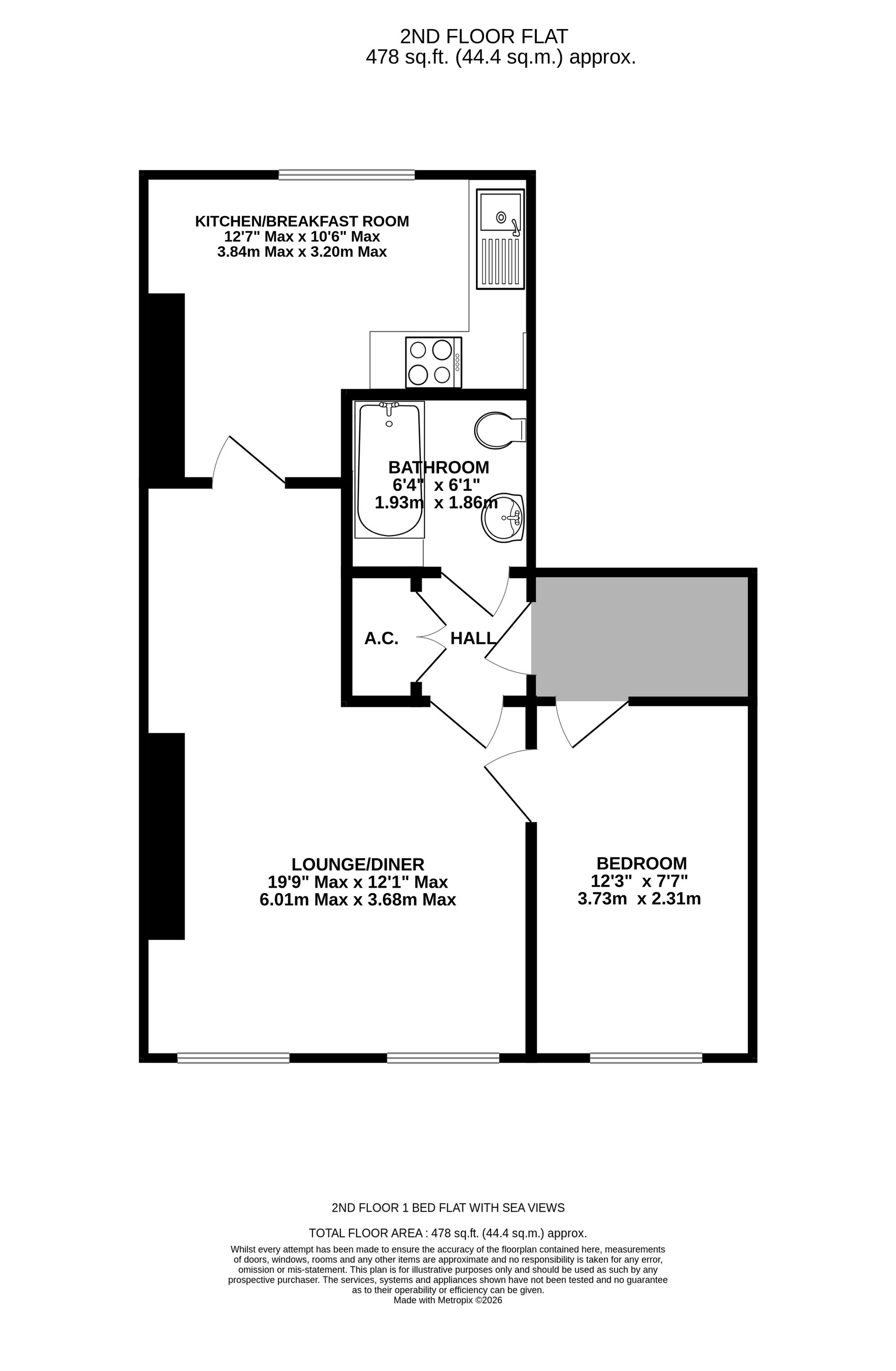 Second Floor Flat, 18B Marina, St. Leonards-On-Sea floorplan