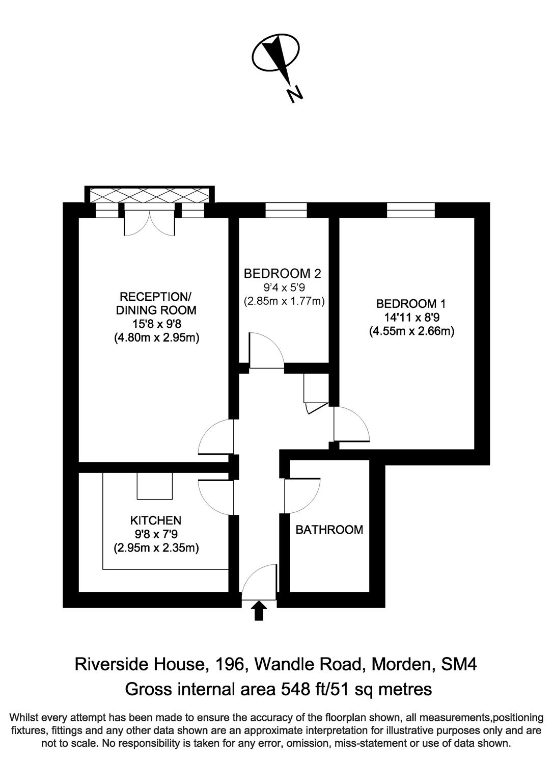 2 Bedrooms Flat for sale in Riverside House, 196 Wandle Road, Morden, Surrey SM4