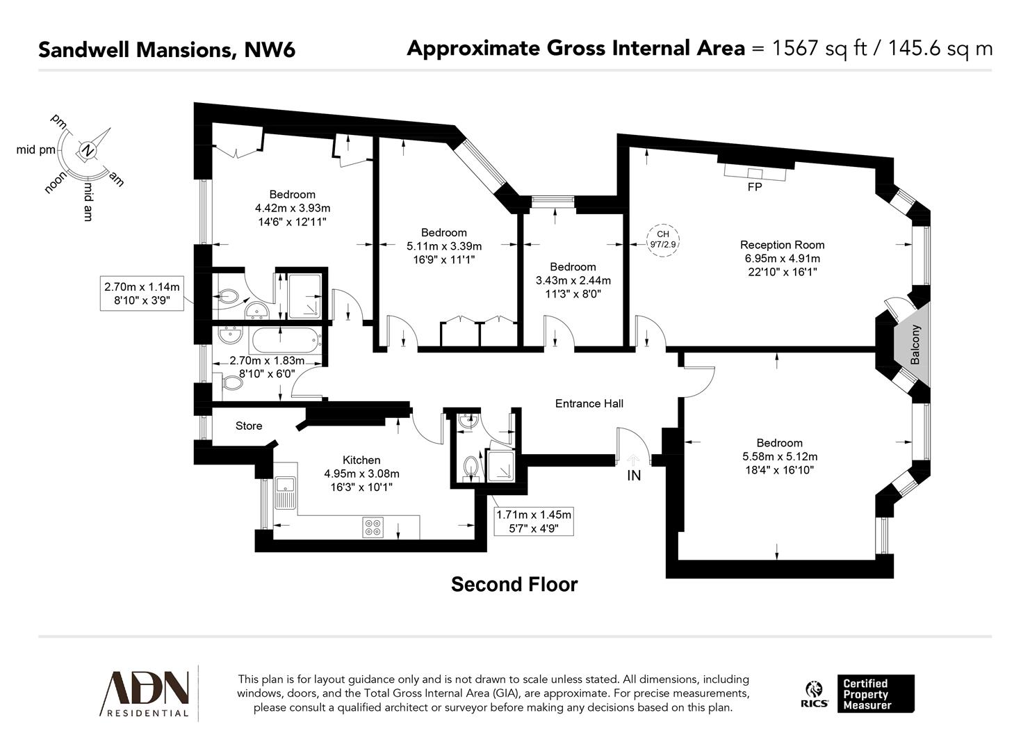 6, Sandwell Mansions, West End Lane, London floorplan
