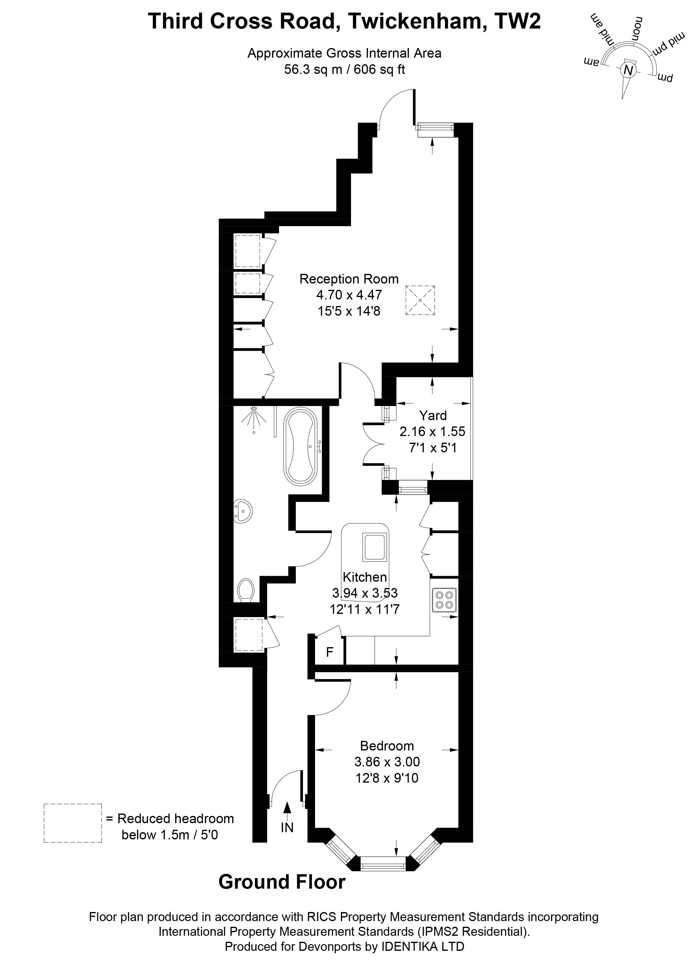 1 bed terraced house to rent in Third Cross Road, Twickenham TW2