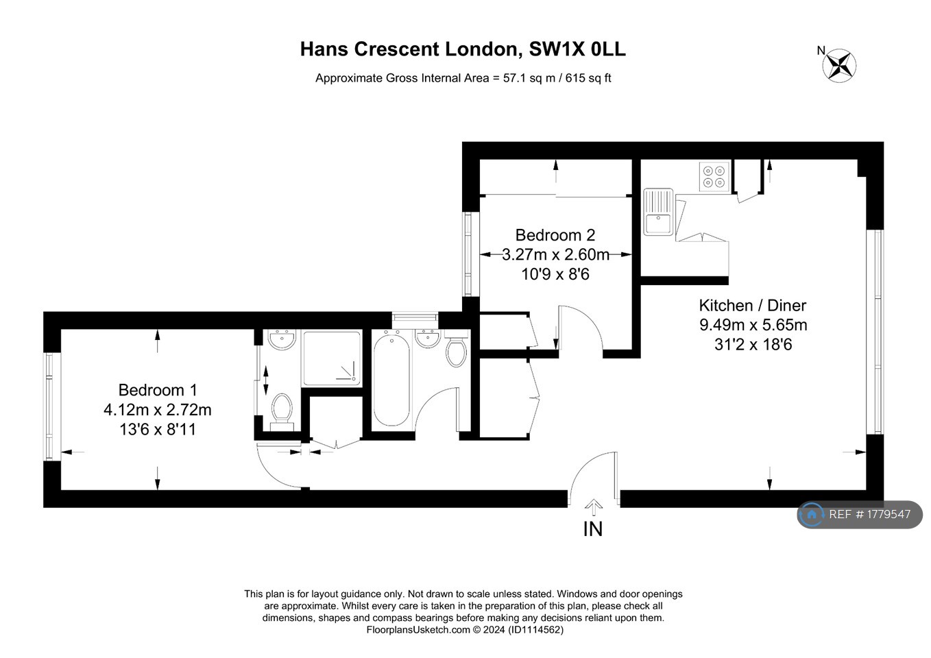 Flat, Hans Crescent, London floorplan