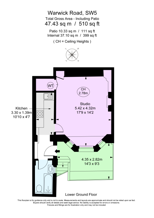 Basement Flat, 57, Warwick Road, London floorplan