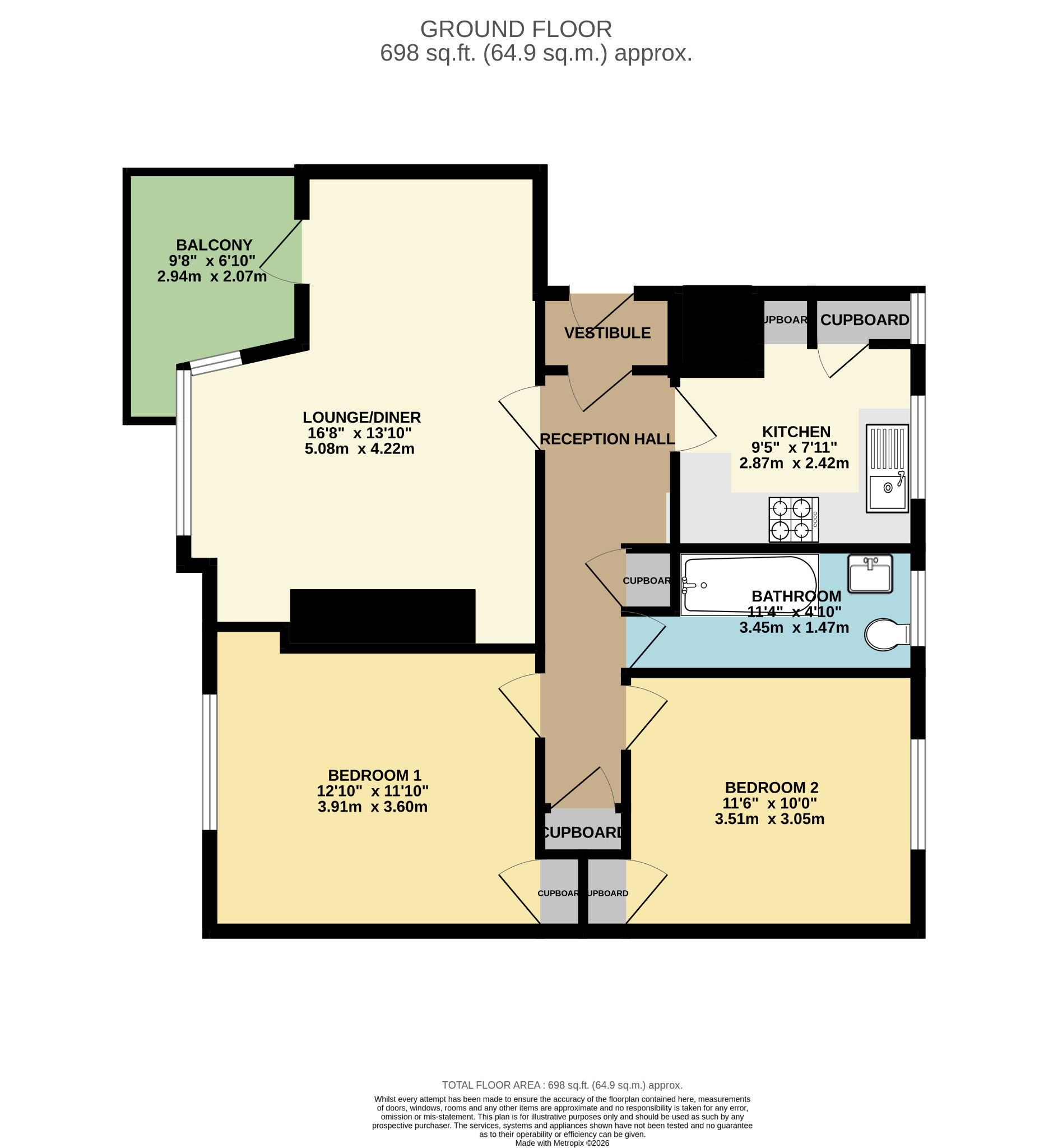 1/1 292 Burnfield Road, Mansewood, Glasgow, G43 1EE floorplan