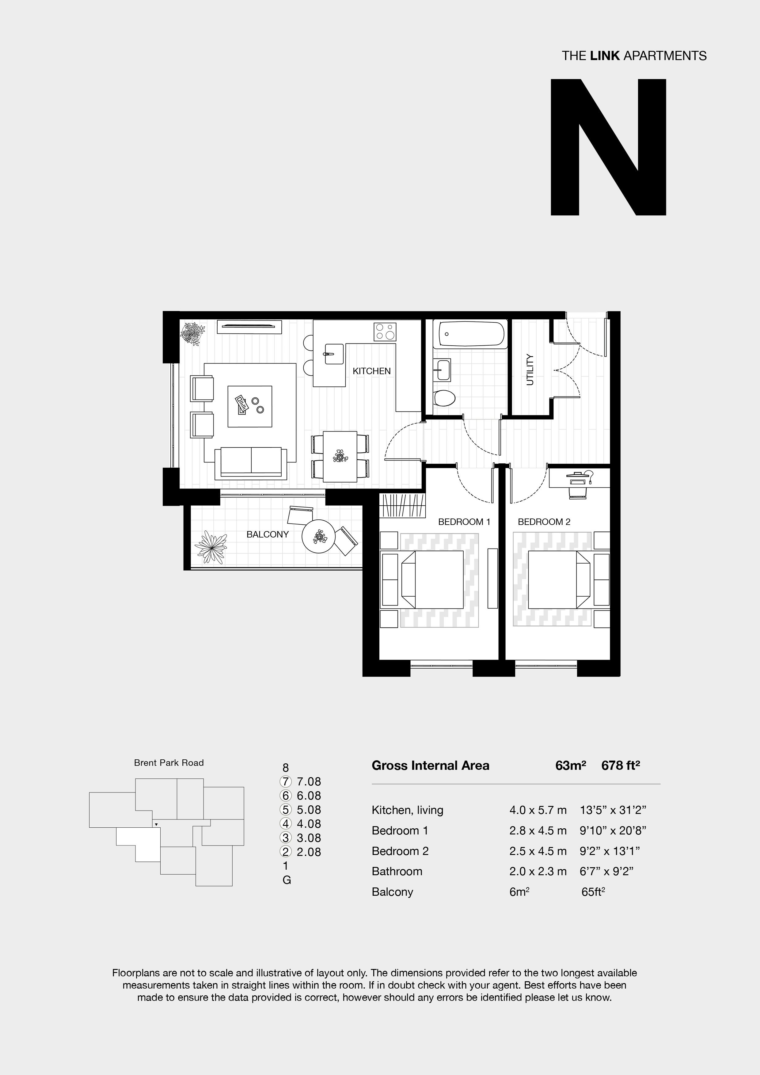 The Link Apartments, Plot 5.08 The Link Apts Brent Park Road, London floorplan