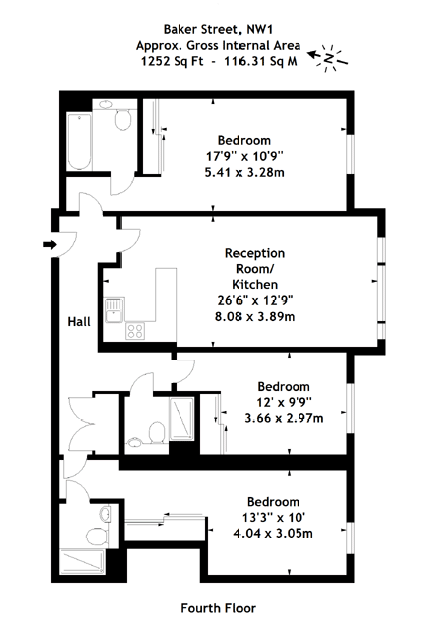 3 Bedrooms Flat to rent in Baker Street, London NW1