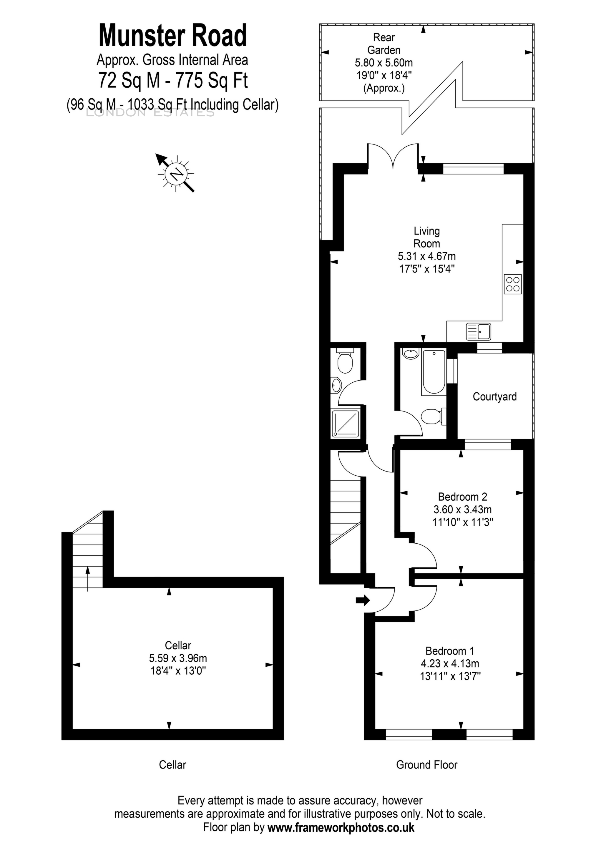 2 Bedrooms Flat to rent in Munster Road, Fulham SW6