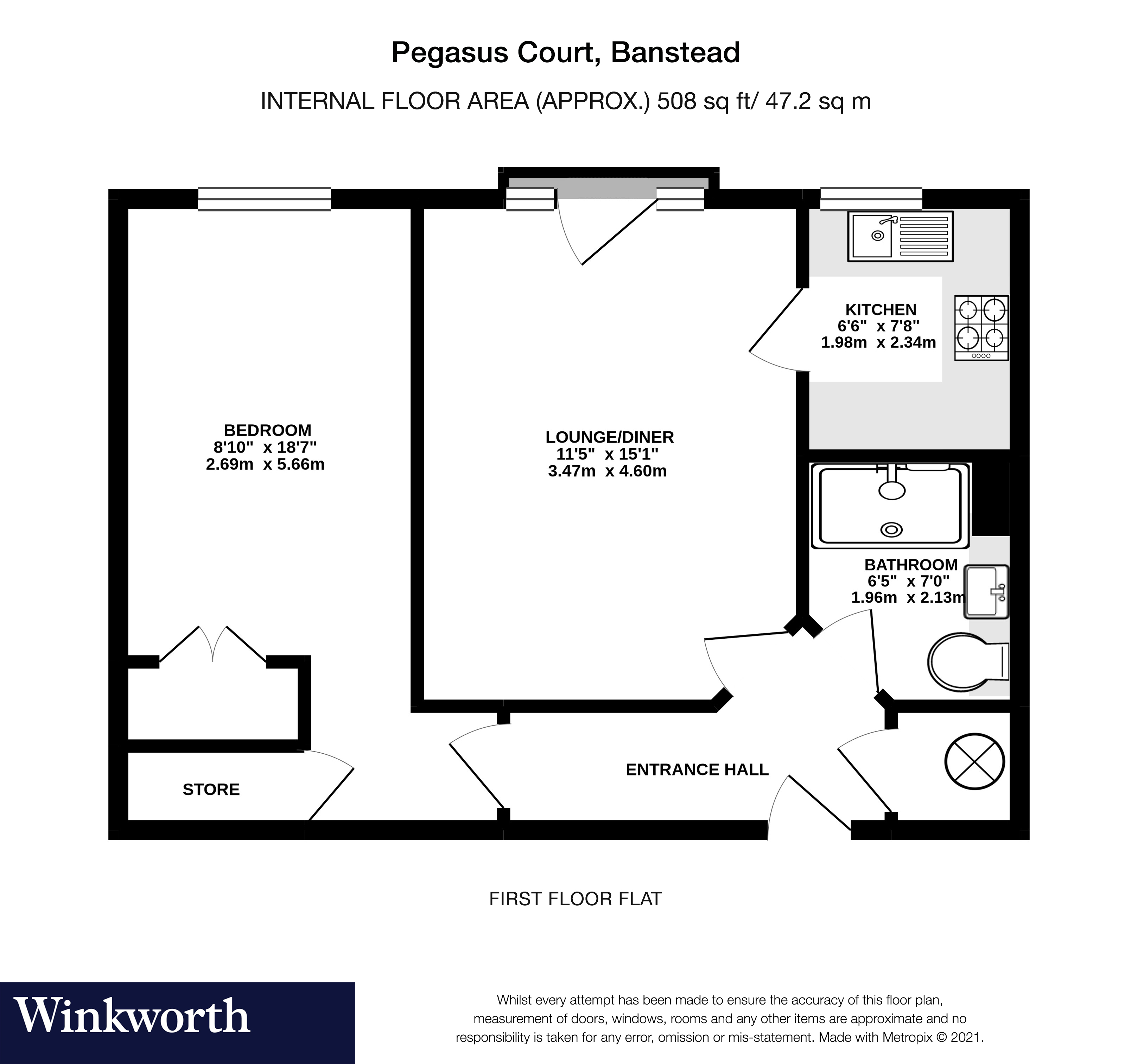 Flat 17,, Pegasus Court, Banstead floorplan