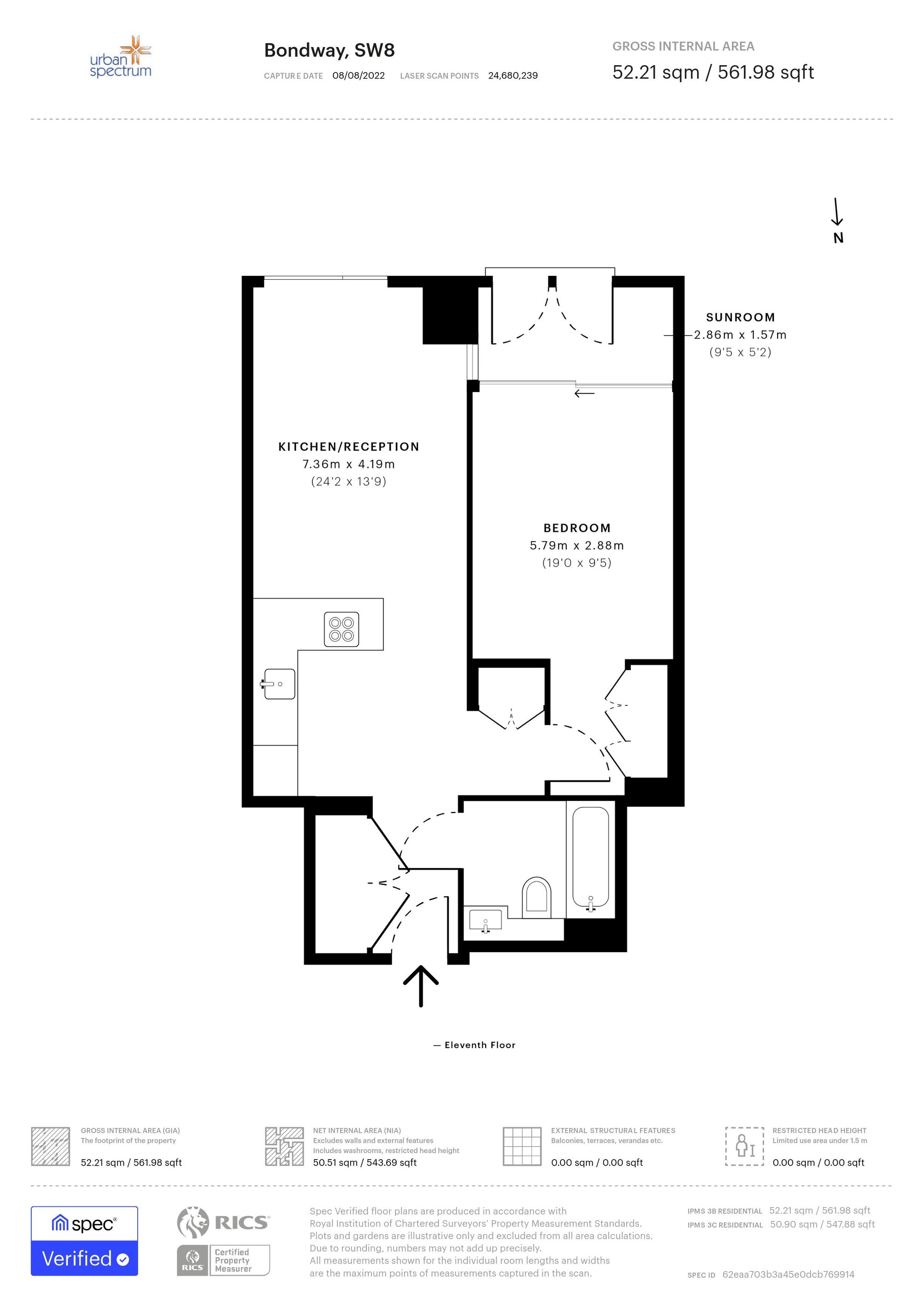 Flat 1106, 67 Bondway, London floorplan