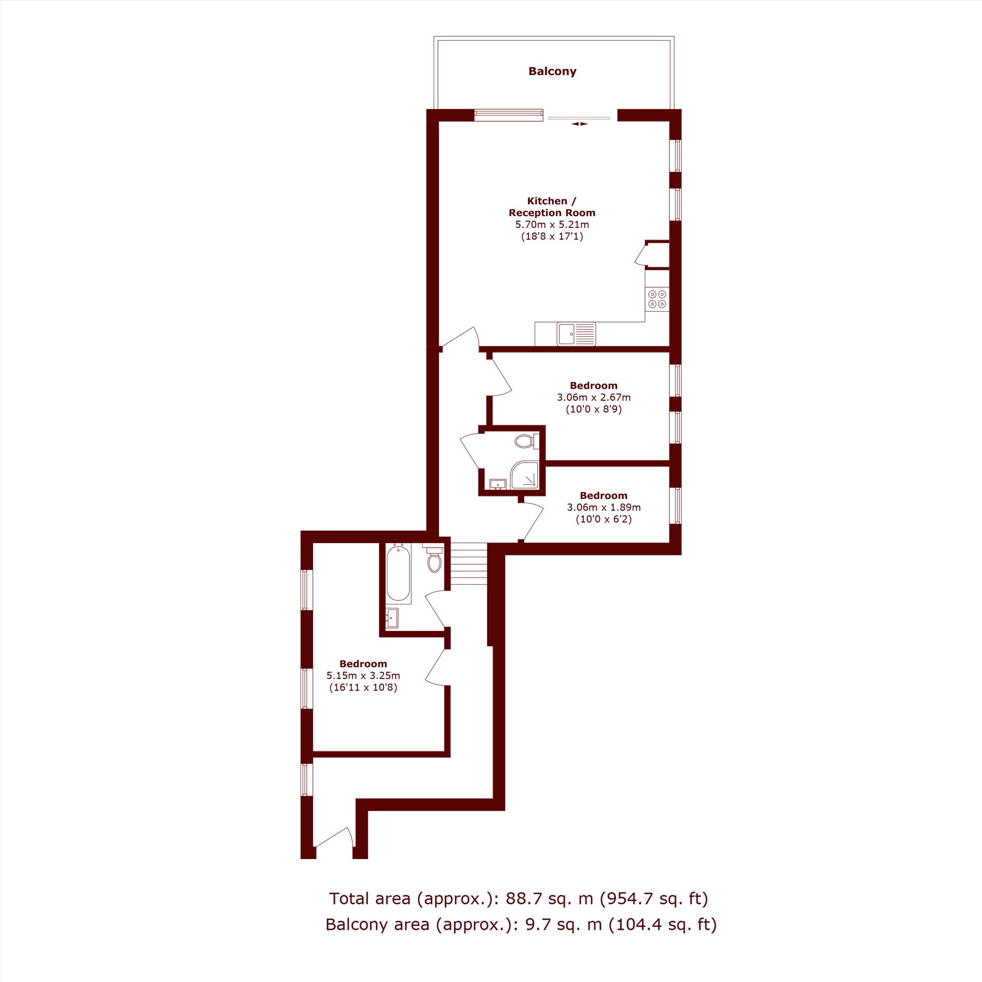 Flat 9, 1-3, Ashby Road, London floorplan