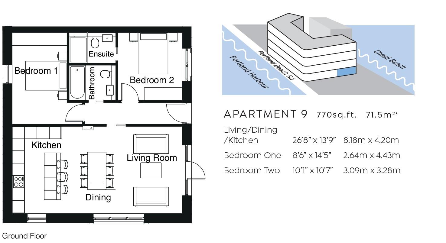 Apartment 9, No 1 Chesil Beach, Ferrymans Way, Weymouth floorplan