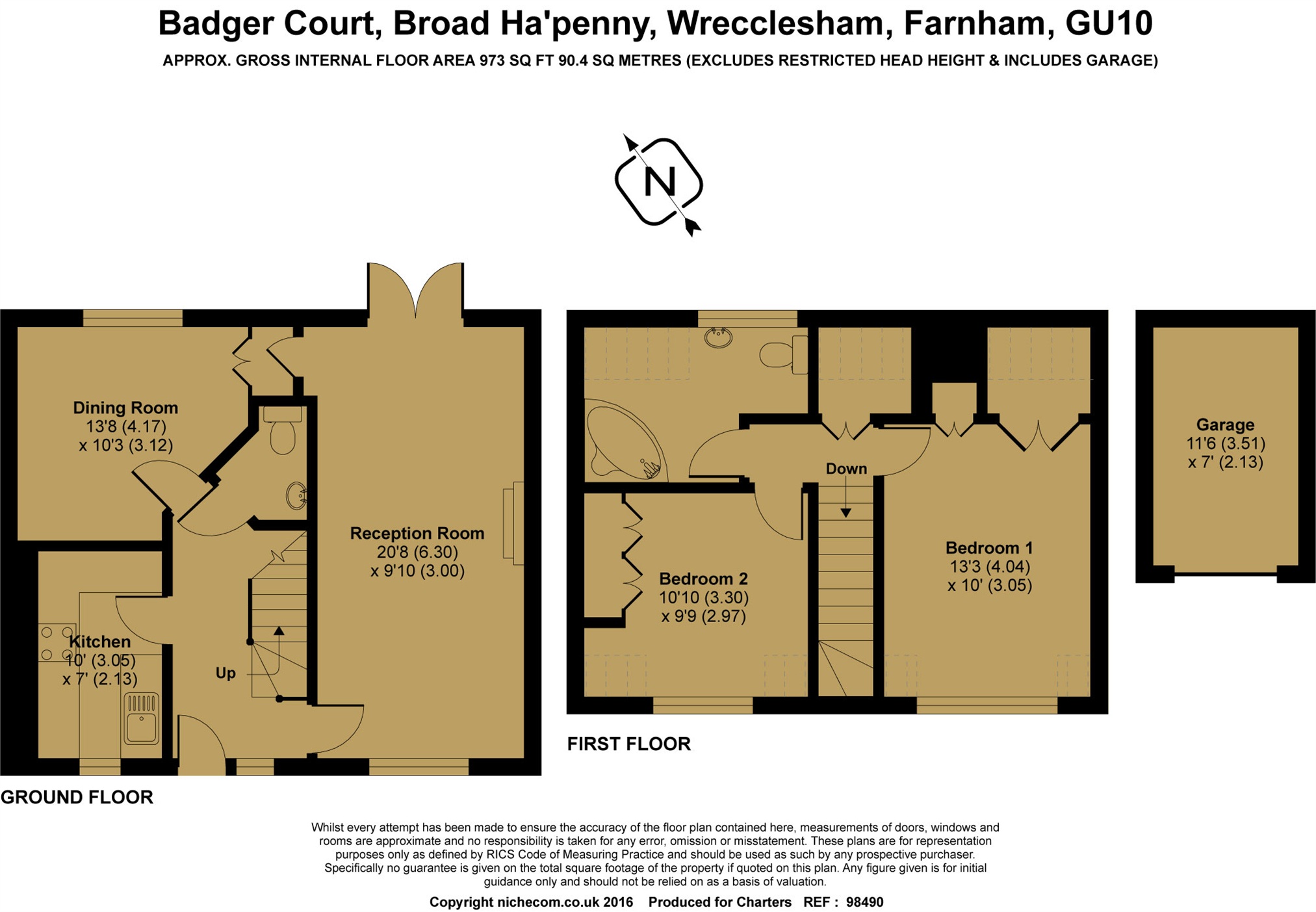 2 Bedrooms Semi-detached house to rent in Broad Ha'penny, Wrecclesham, Farnham, Surrey GU10