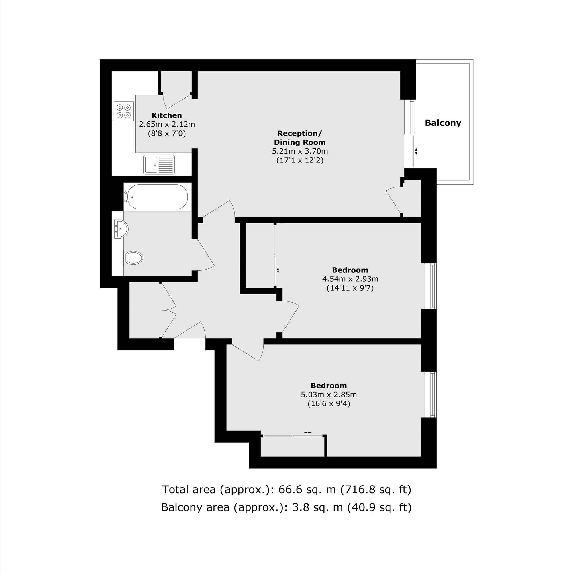 Flat 15, 2, Down Hall Road, Kingston Upon Thames floorplan