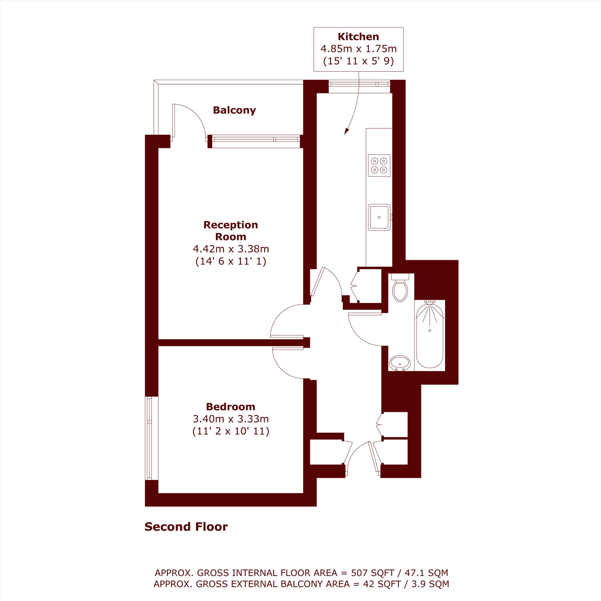 Flat 6, Woodcott House, Ellisfield Drive, London floorplan