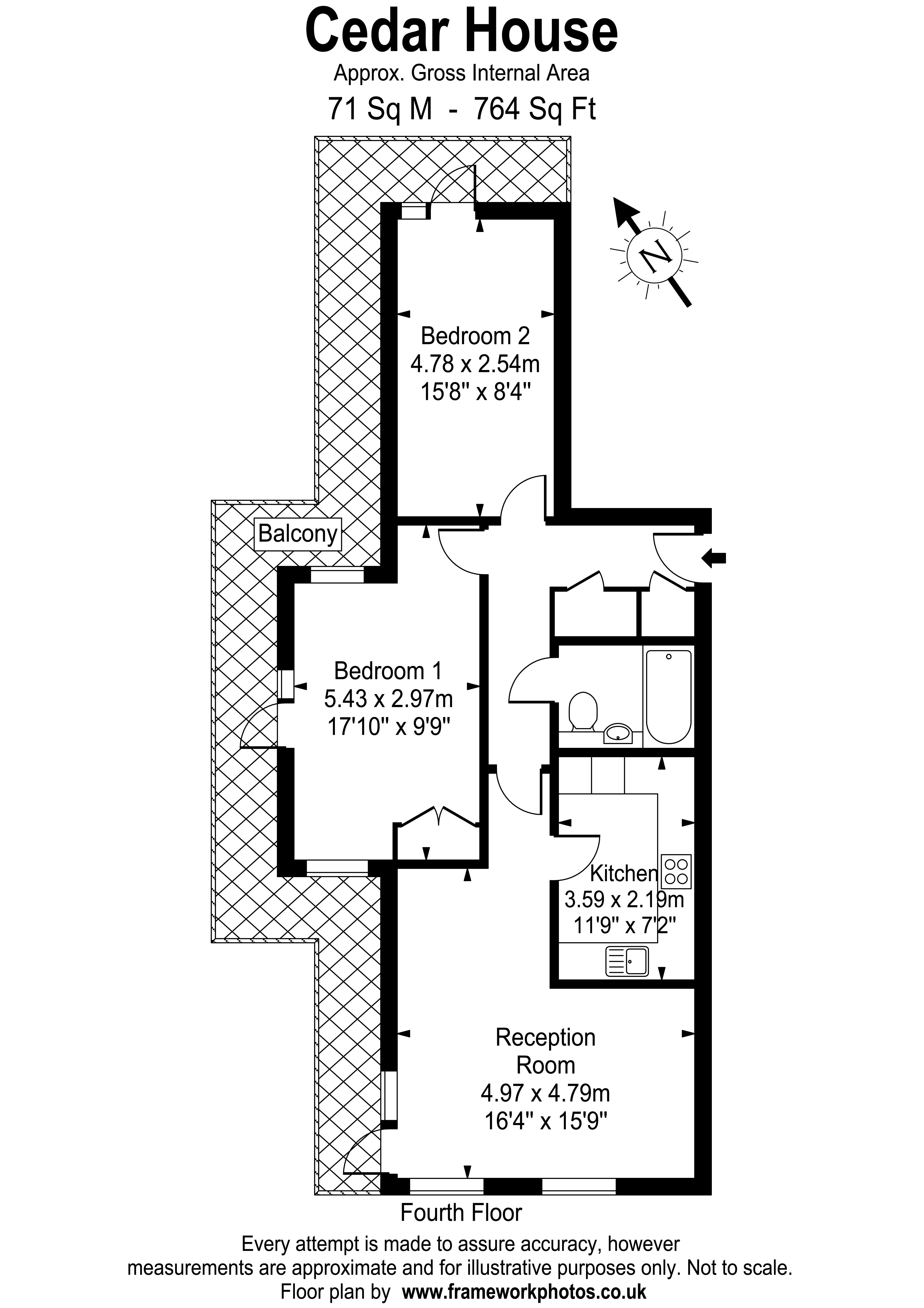 Flat 59, Cedar House, 35, Melliss Avenue, Surrey floorplan