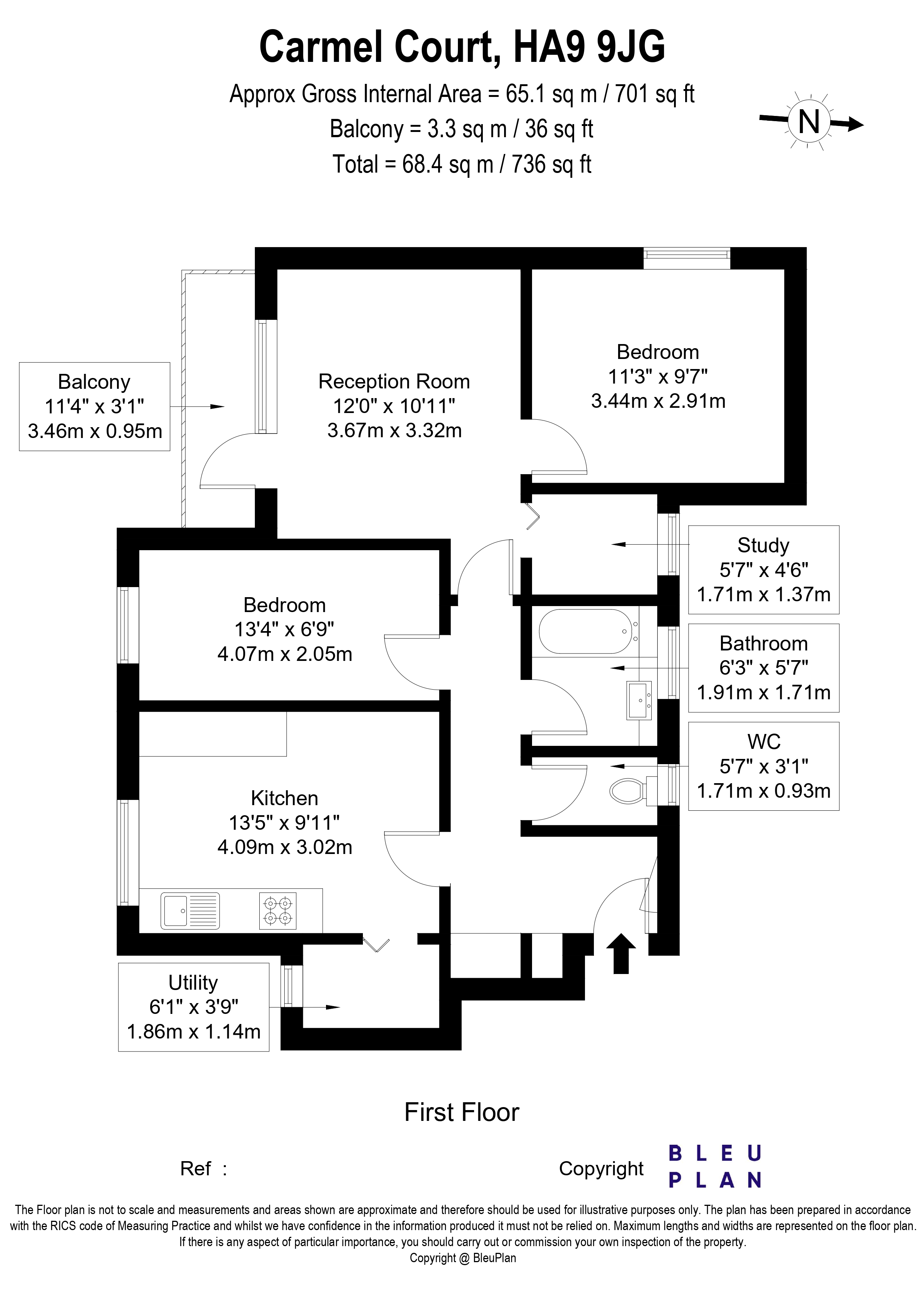80 Carmel Court, Kings Drive, Wembley floorplan