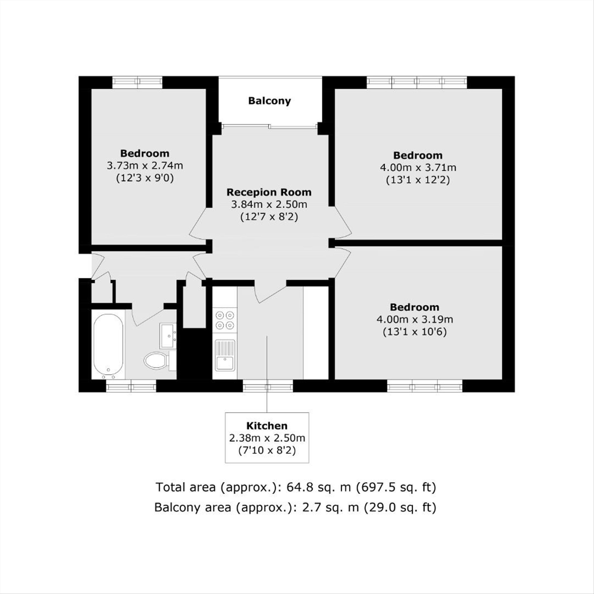 92, Grange Court, Northolt floorplan