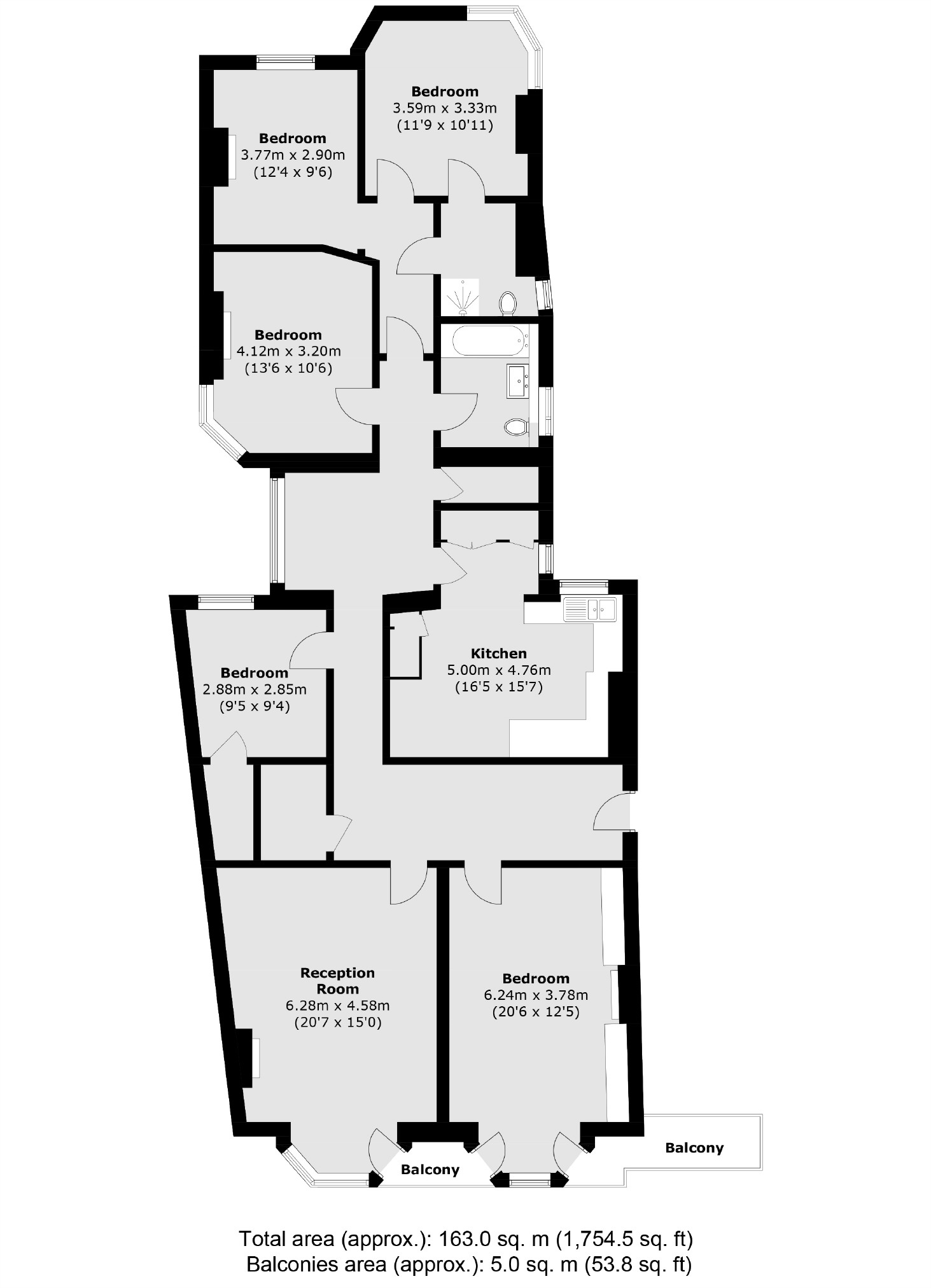 Flat 4, Queens Mansions, Brook Green, London floorplan