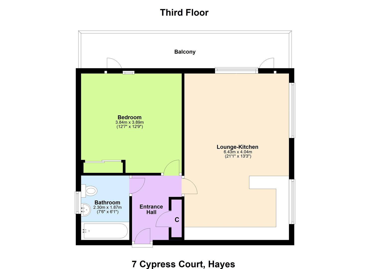 7, Cypress Court, Uxbridge Road floorplan
