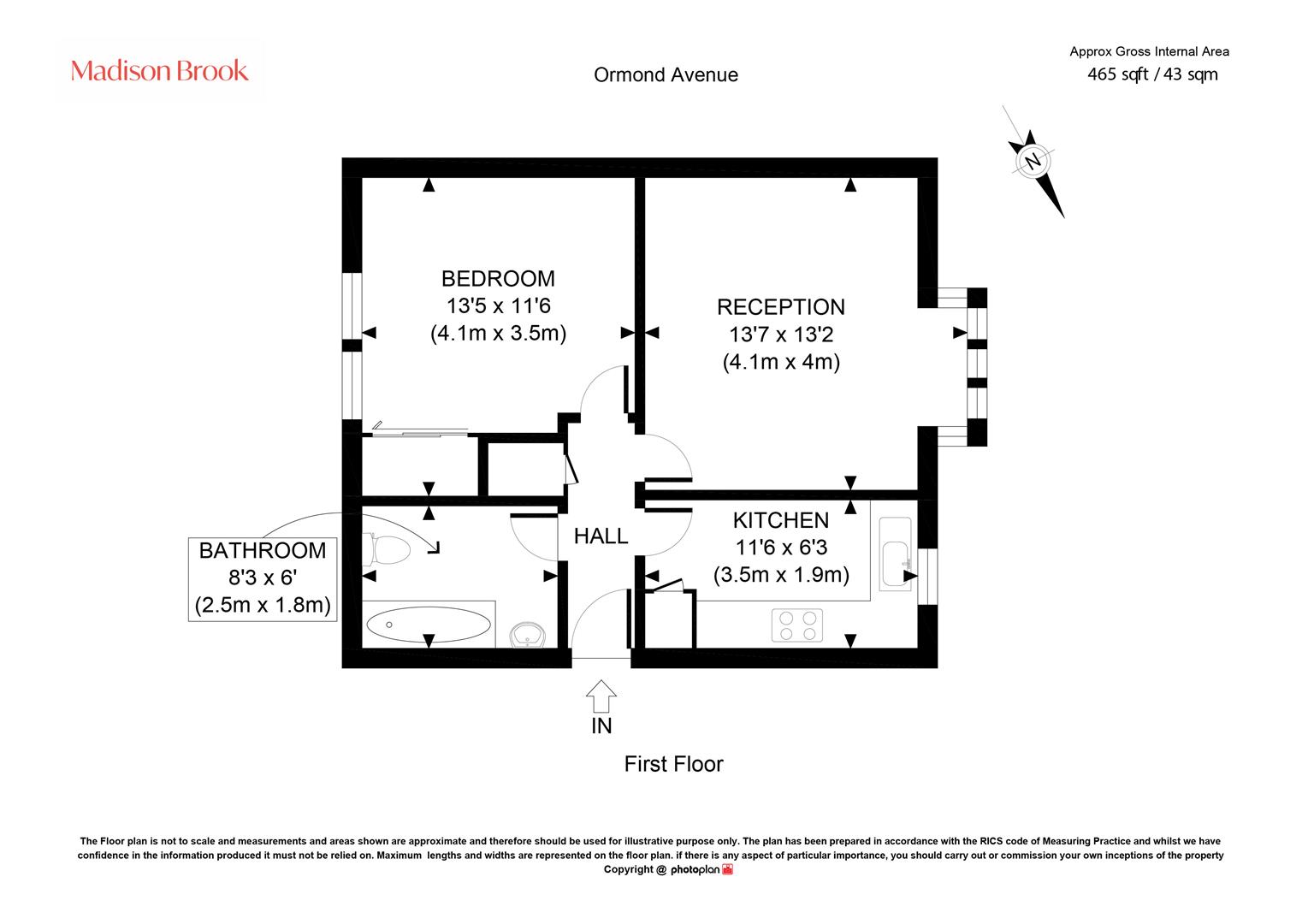 Flat 5, 63 Ormond Avenue, Hampton floorplan