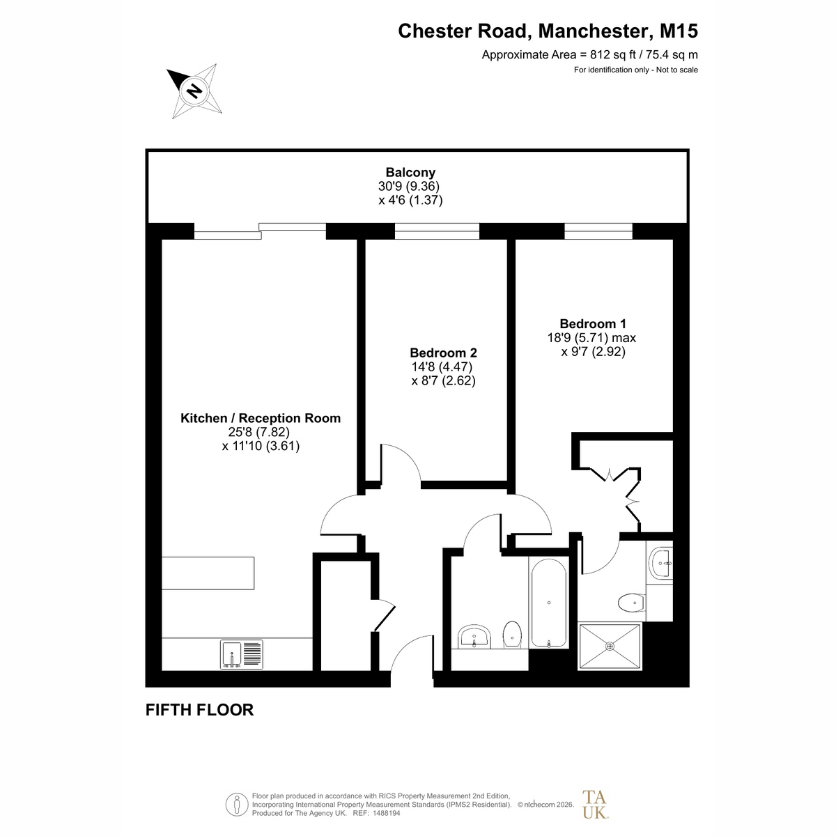 Flat Flat 505, Castlegate, 2 Chester Road, Manchester floorplan