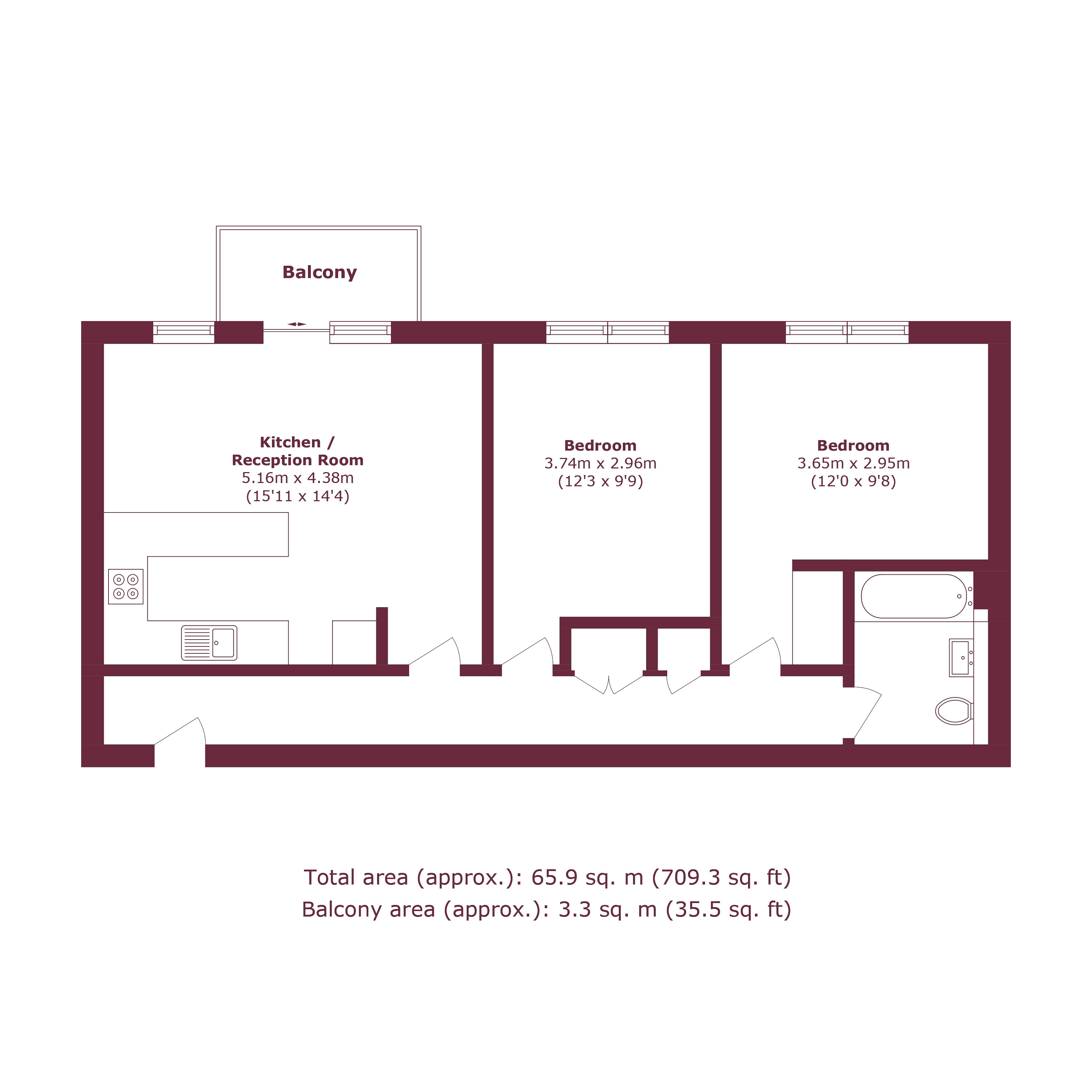 Flat 3, 5, Mackintosh Lane, London floorplan