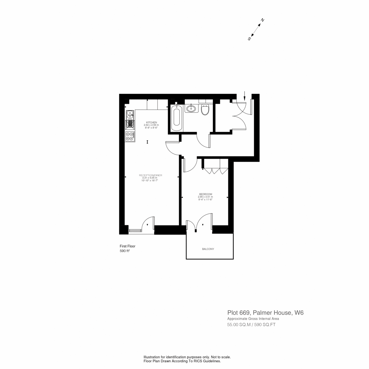 Flat 669, Palmer House, Parr's Way, London floorplan