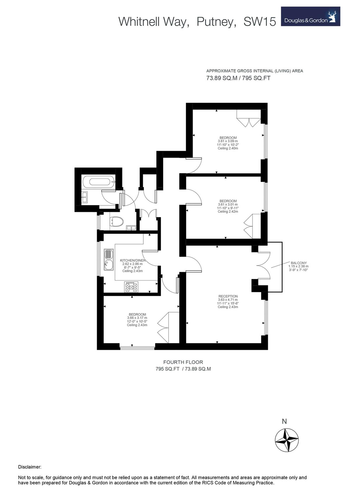 3 Bedrooms Flat to rent in Whitnell Way, London SW15