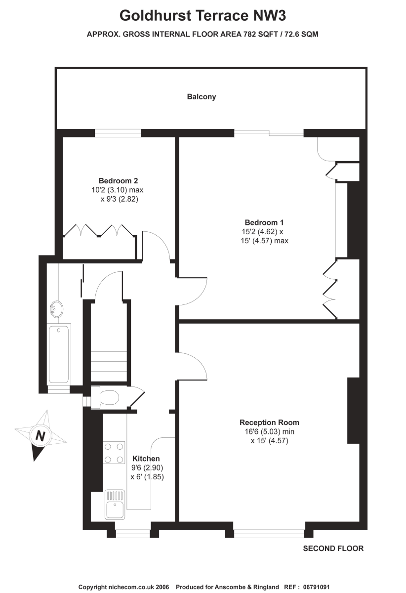 2 Bedrooms Flat to rent in Goldhurst Terrace, South Hampstead NW6,