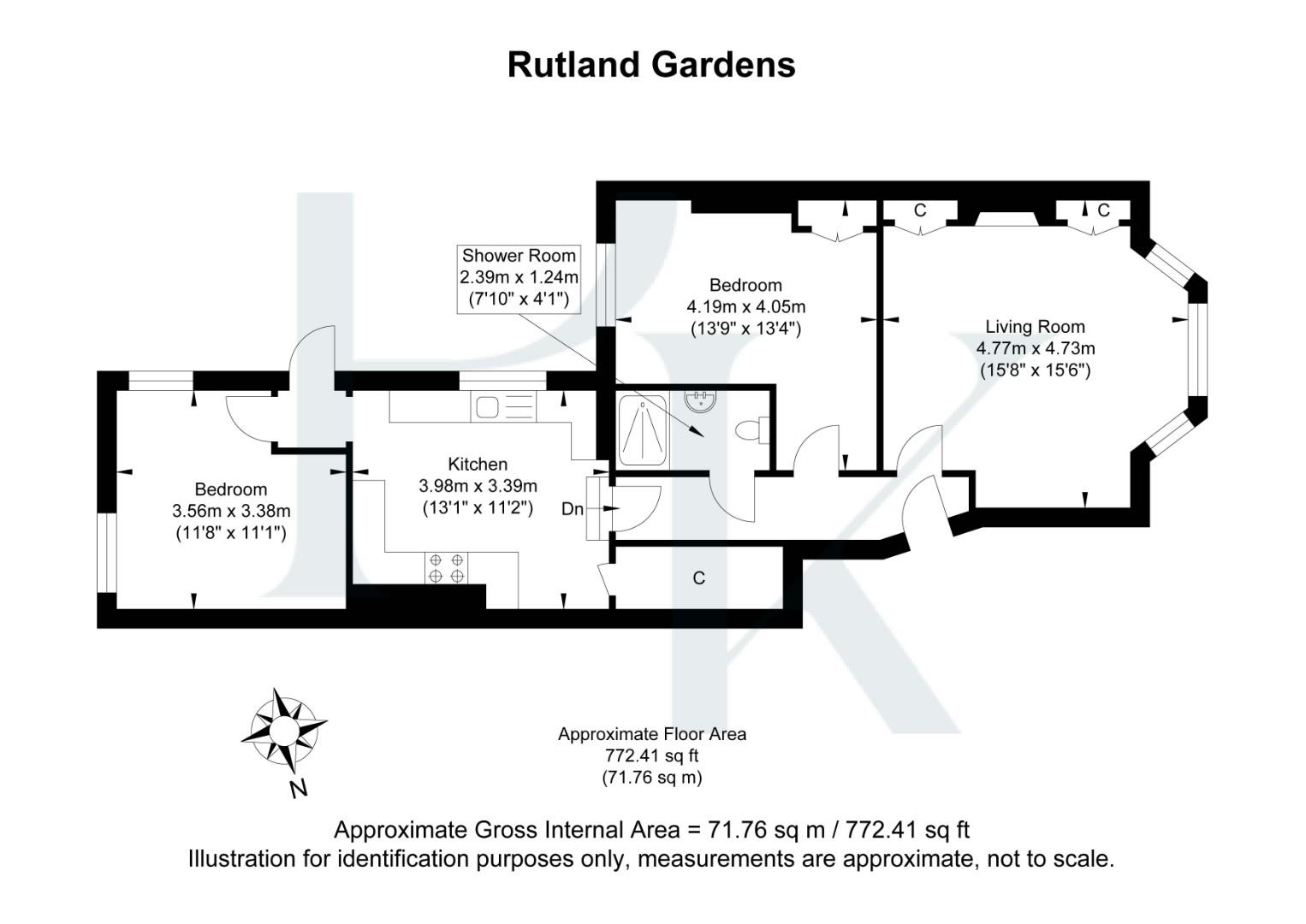Flat 1, 13, Rutland Gardens, Hove floorplan