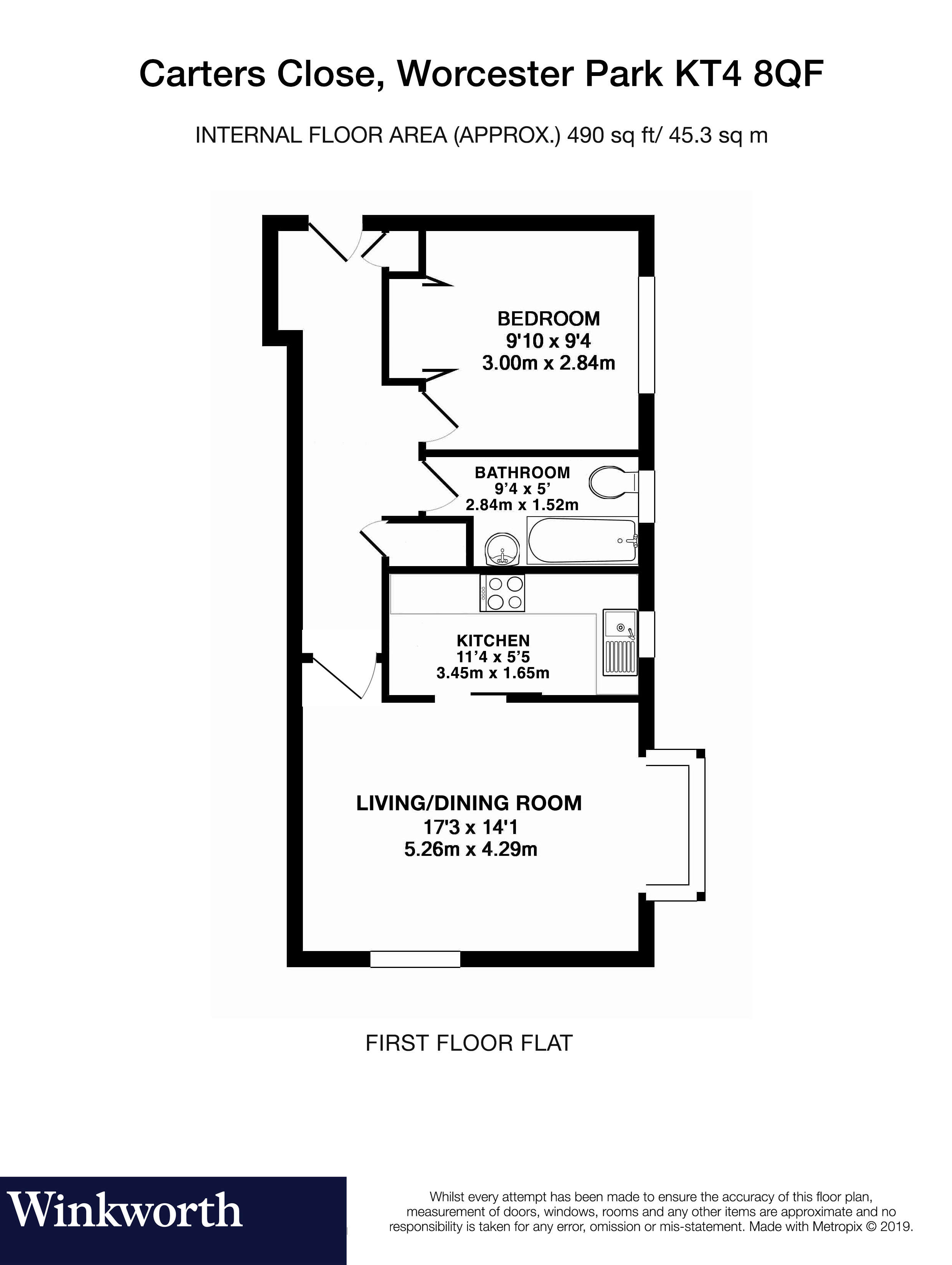 1 Bedroom Flat For Sale In Carters Close Worcester Park Surrey Kt4