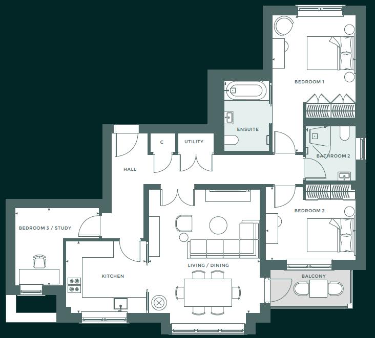 The Lawns, Palm Lodge, Chase Side, Southgate floorplan