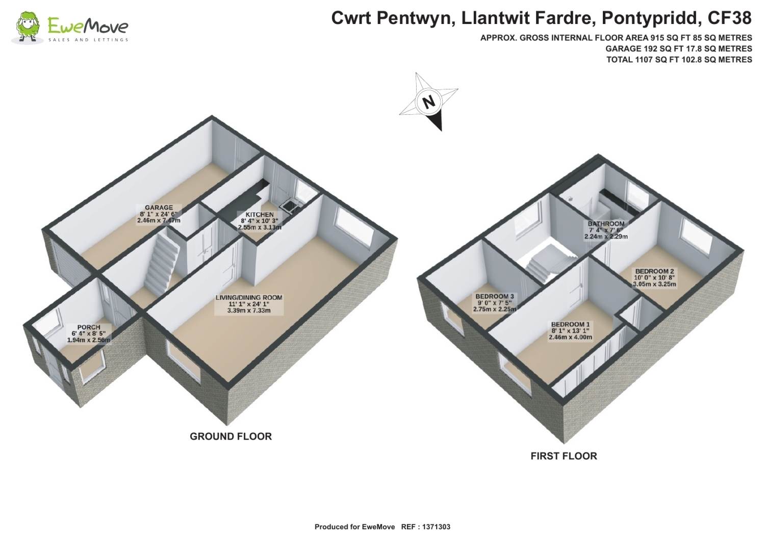 Cwrt Pentwyn. Llantwit Fardre. CF38 2RF floorplan