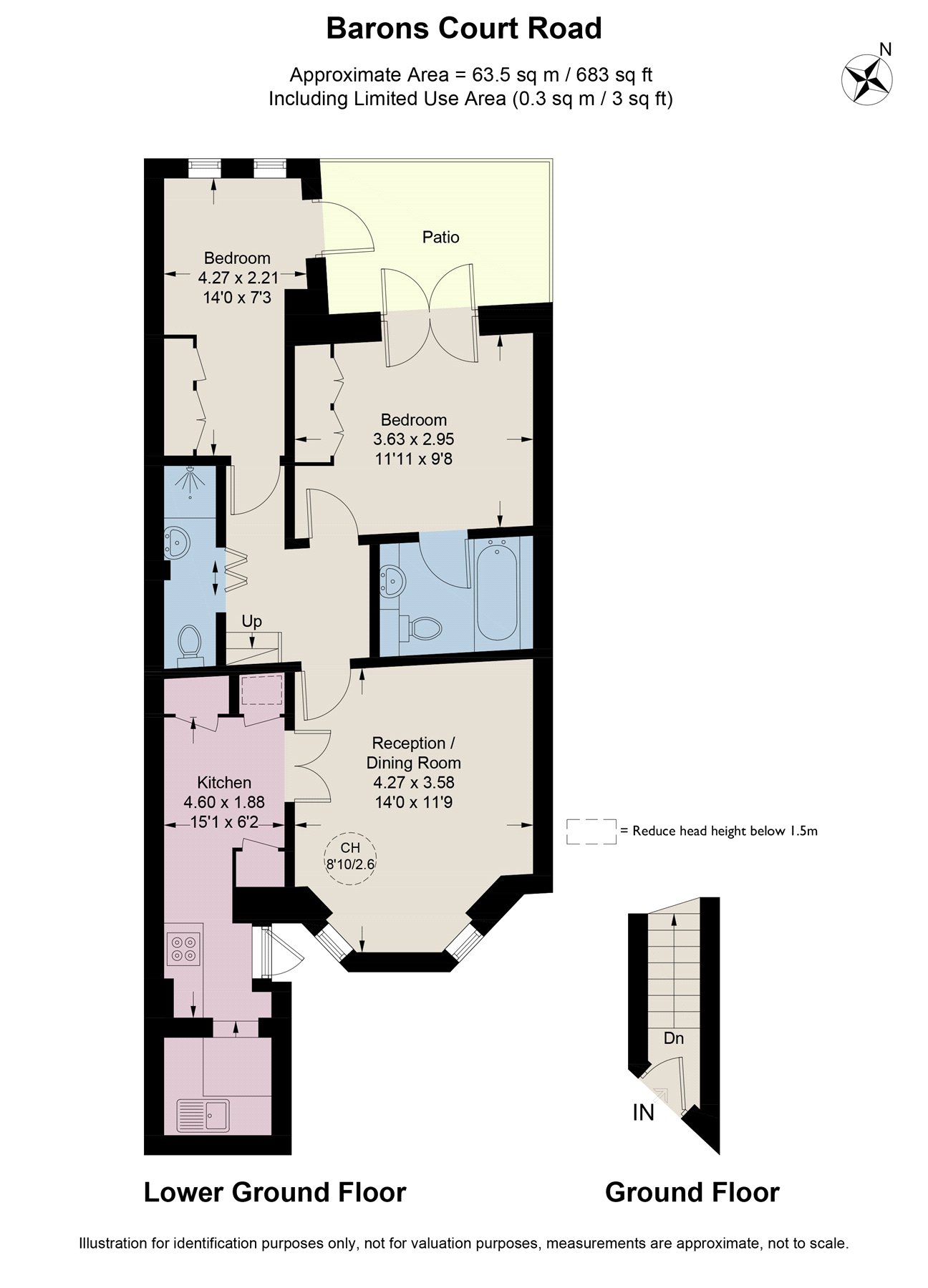 Flat 1, 18, Barons Court Road, London floorplan