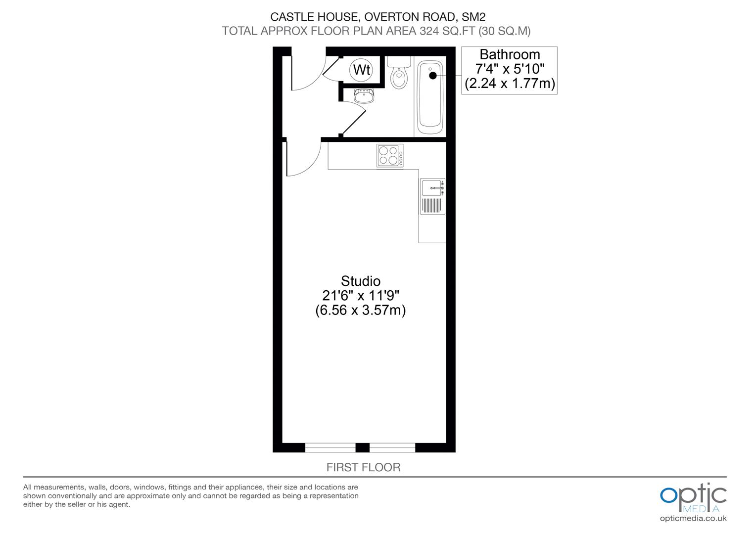Flat 16 Castle House, 1, Overton Road, Sutton floorplan