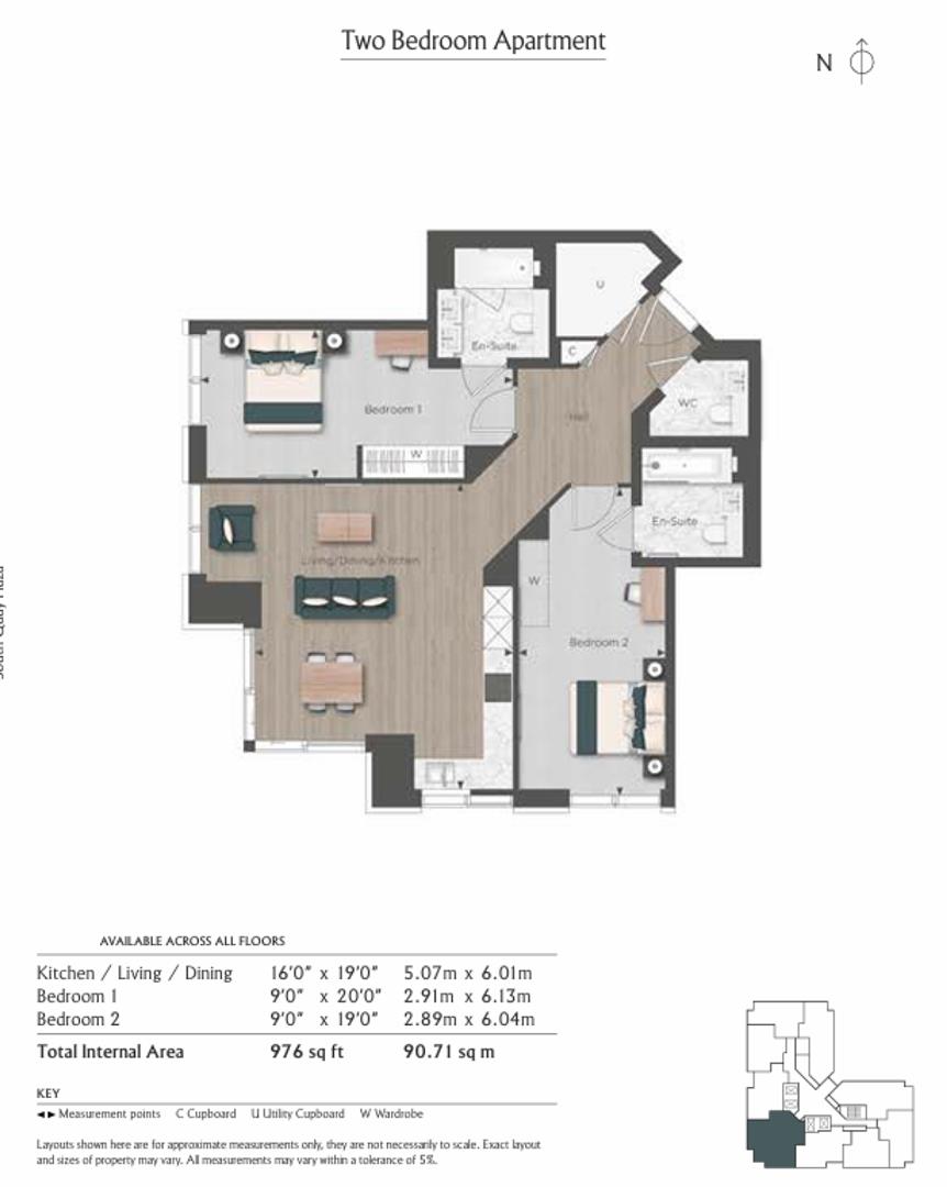 Apartment 1101, Harcourt Tower, 67 Marsh Wall, London floorplan