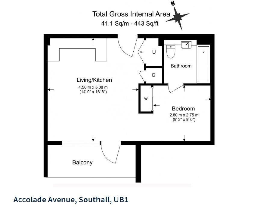 Flat 54, 2, Accolade Avenue, Southall floorplan