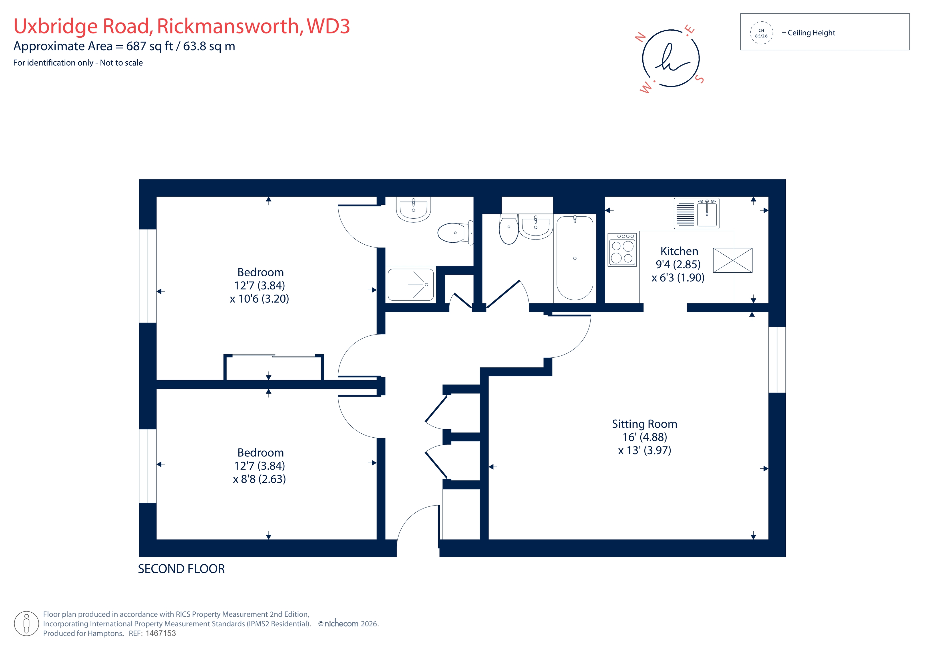 Flat 19, Mill Stream Lodge, Uxbridge Road, Rickmansworth floorplan