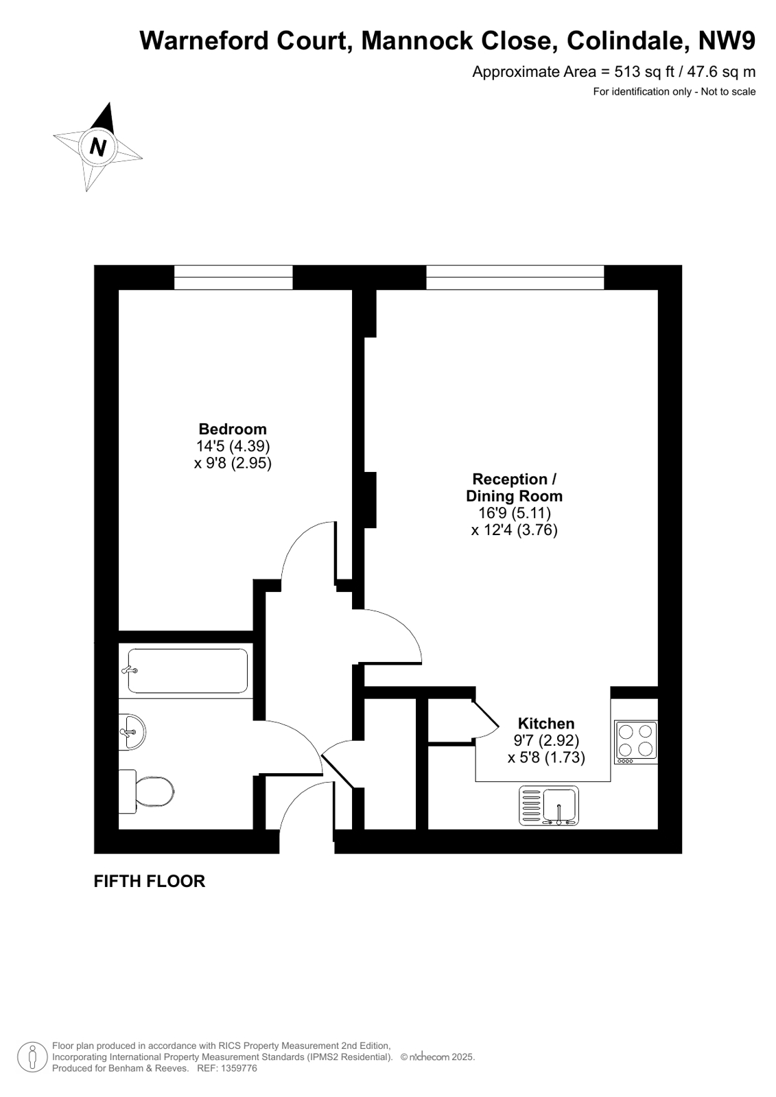Flat 48, Warneford Court, 10, Mannock Close, Colindale floorplan