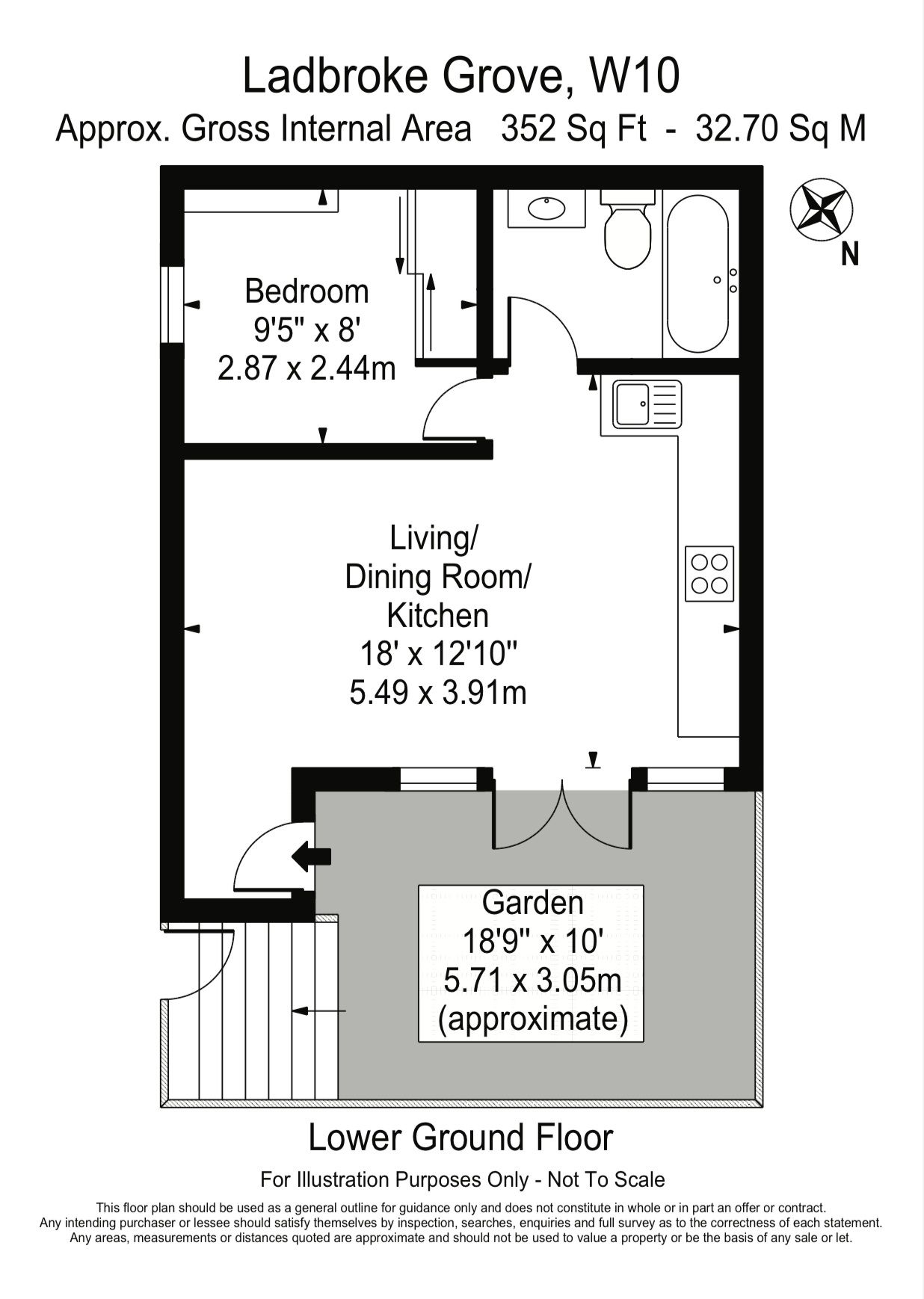 Basement Flat Rear, 226 Ladbroke Grove, London floorplan