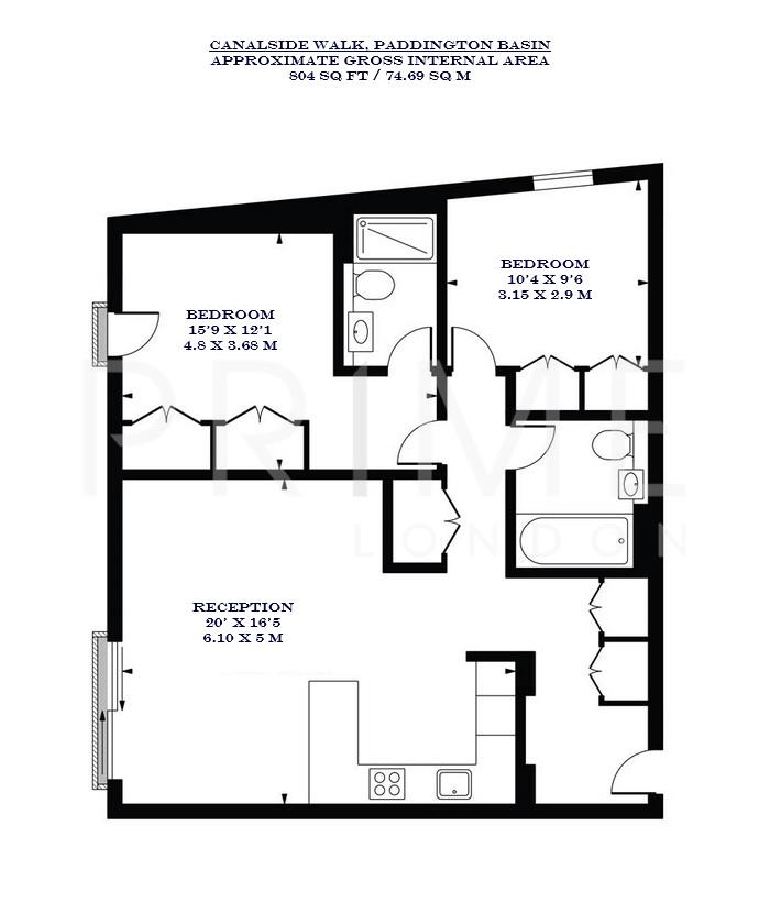3 Canalside Walk, Paddington, London floorplan