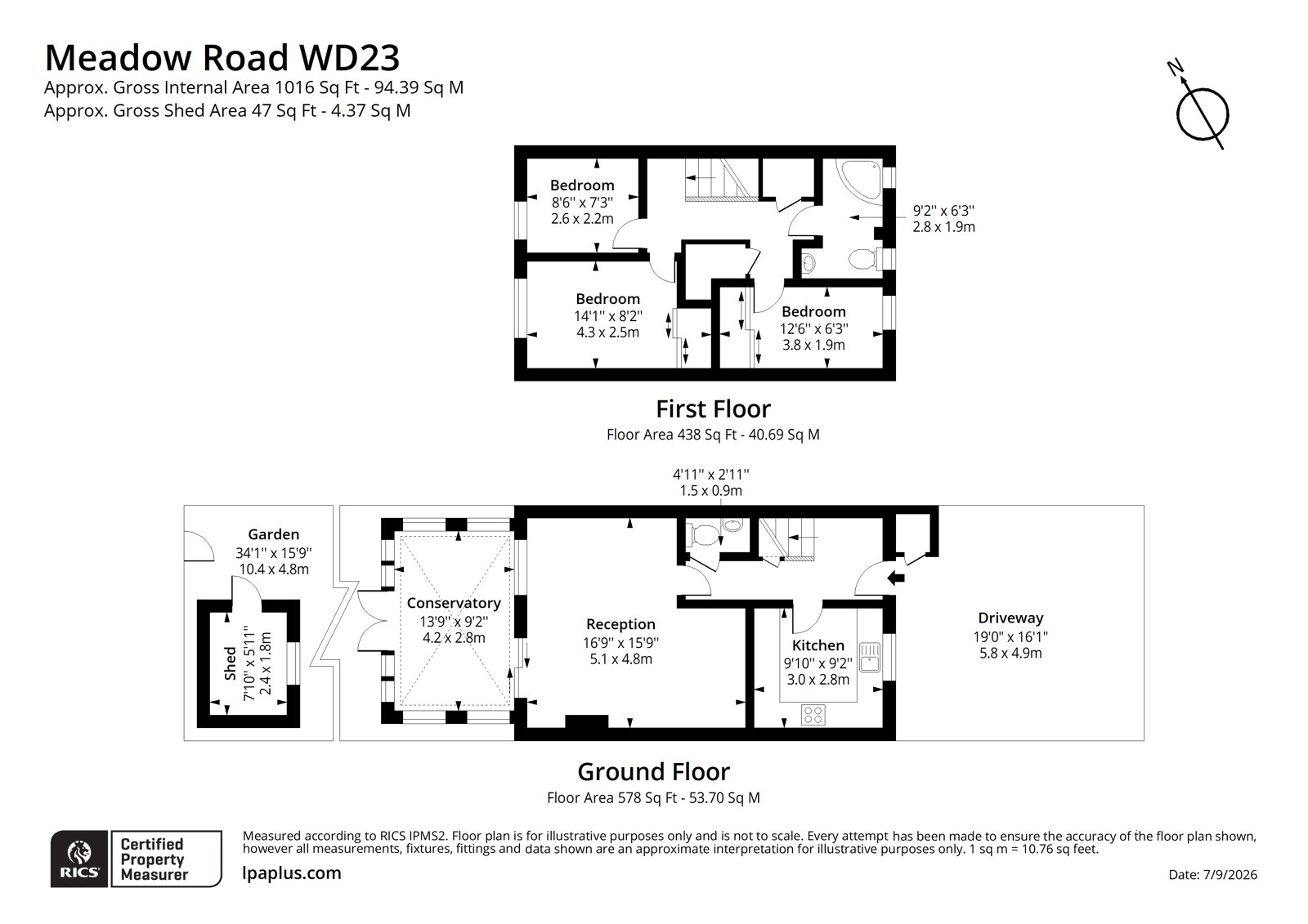 52, Meadow Road, Bushey floorplan