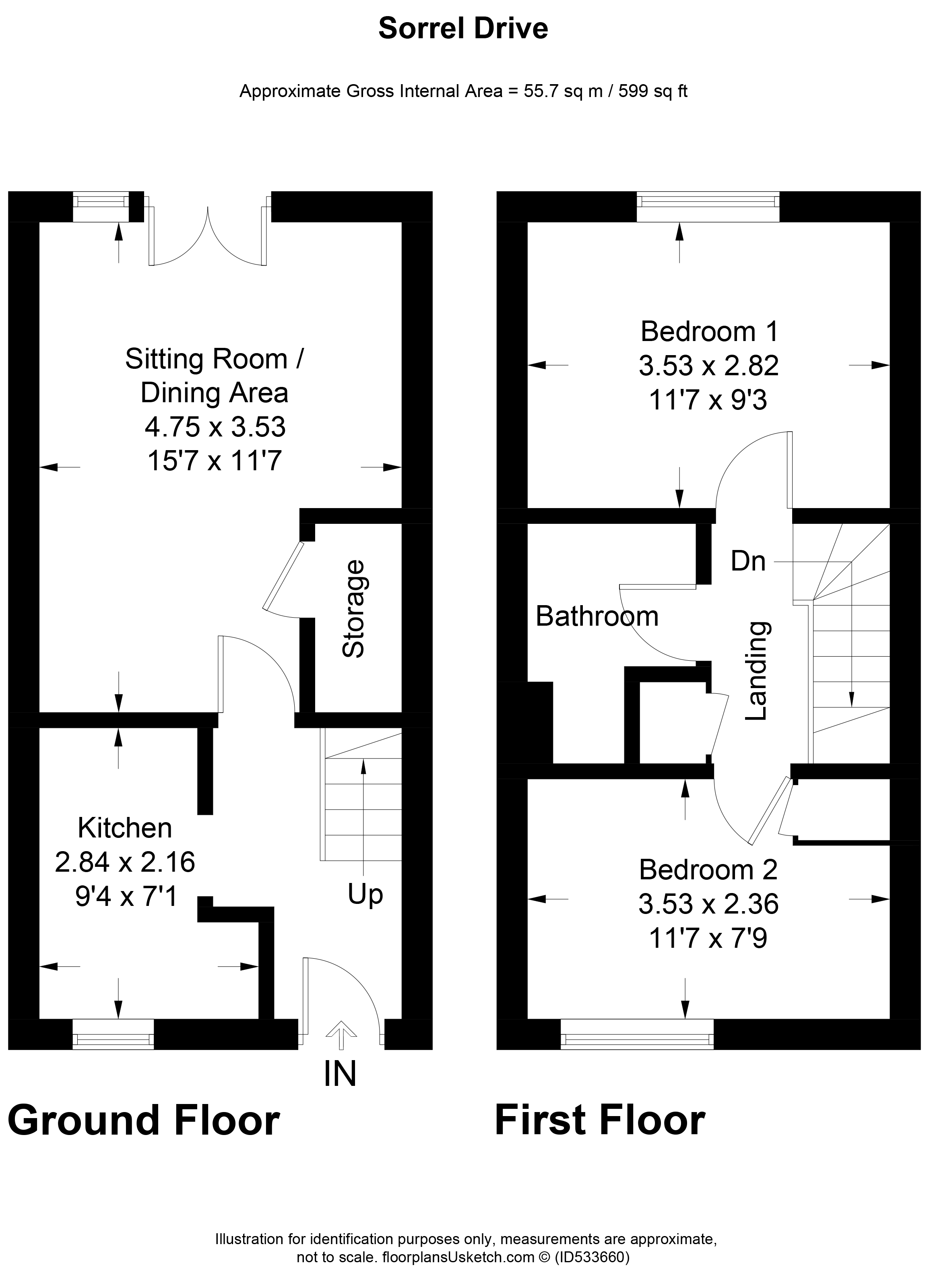 2 Bedrooms Terraced house for sale in Sorrel Drive, Langney BN23