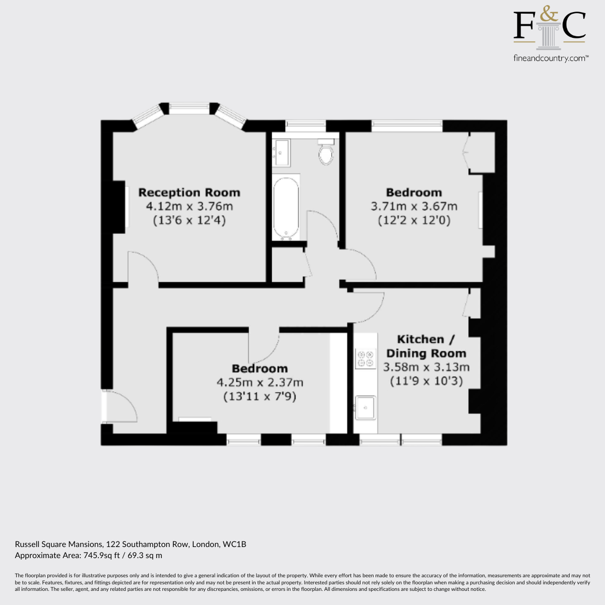 Flat Flat 16, 122, Southampton Row, Russell Square Mansions,, London floorplan