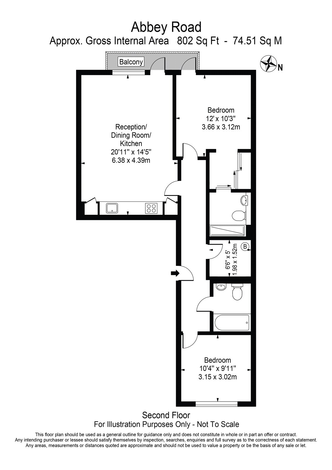 Flat 4, 83, Abbey Road, London floorplan