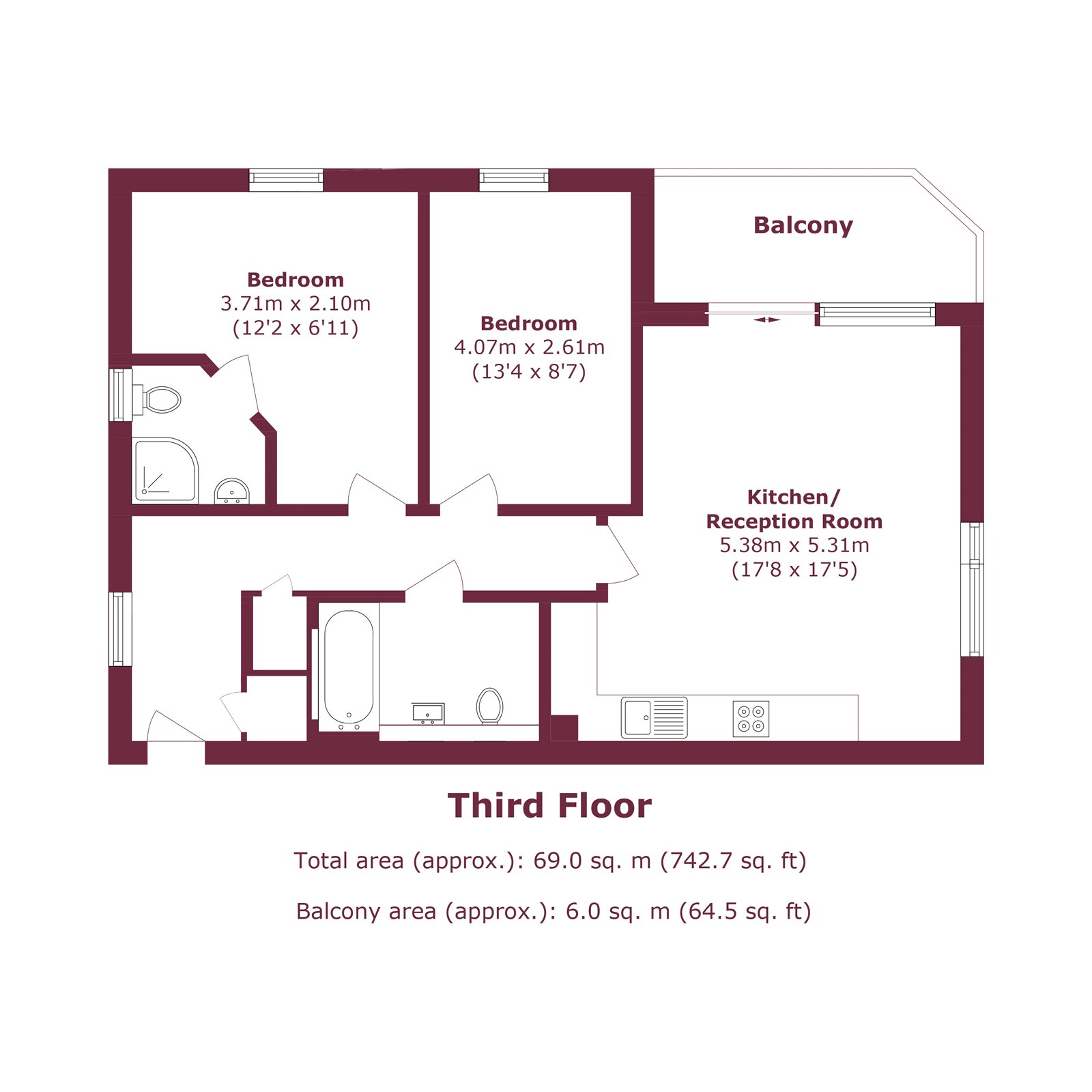 Flat 7, 142, Paul Street, London floorplan