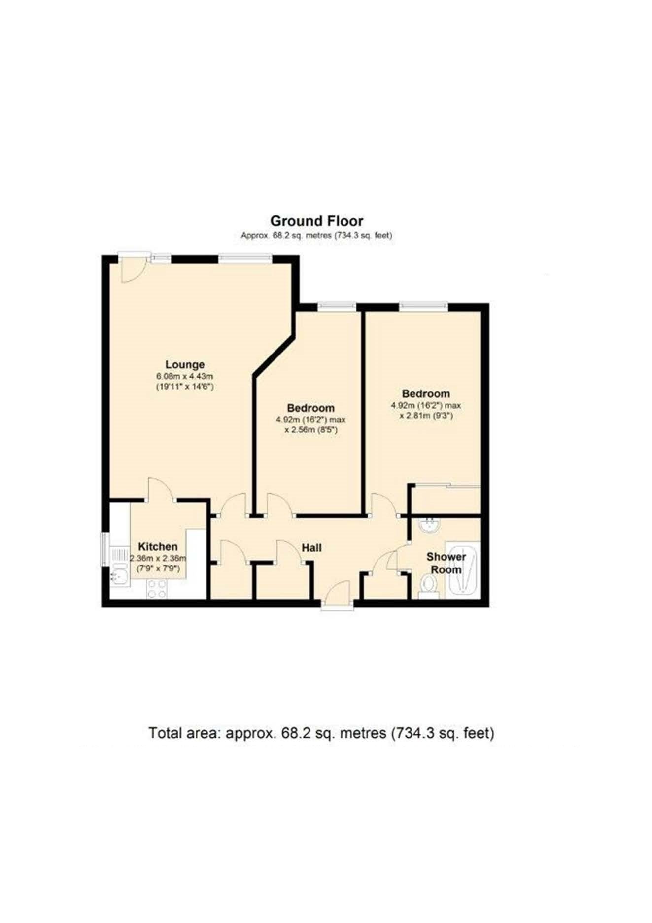 Flat 16, Churchill Lodge 234 Sandbanks Road, Lilliput floorplan