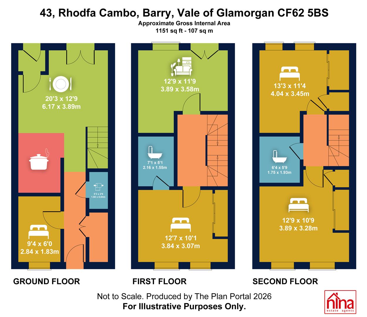 43, Rhodfa Cambo, Barry floorplan