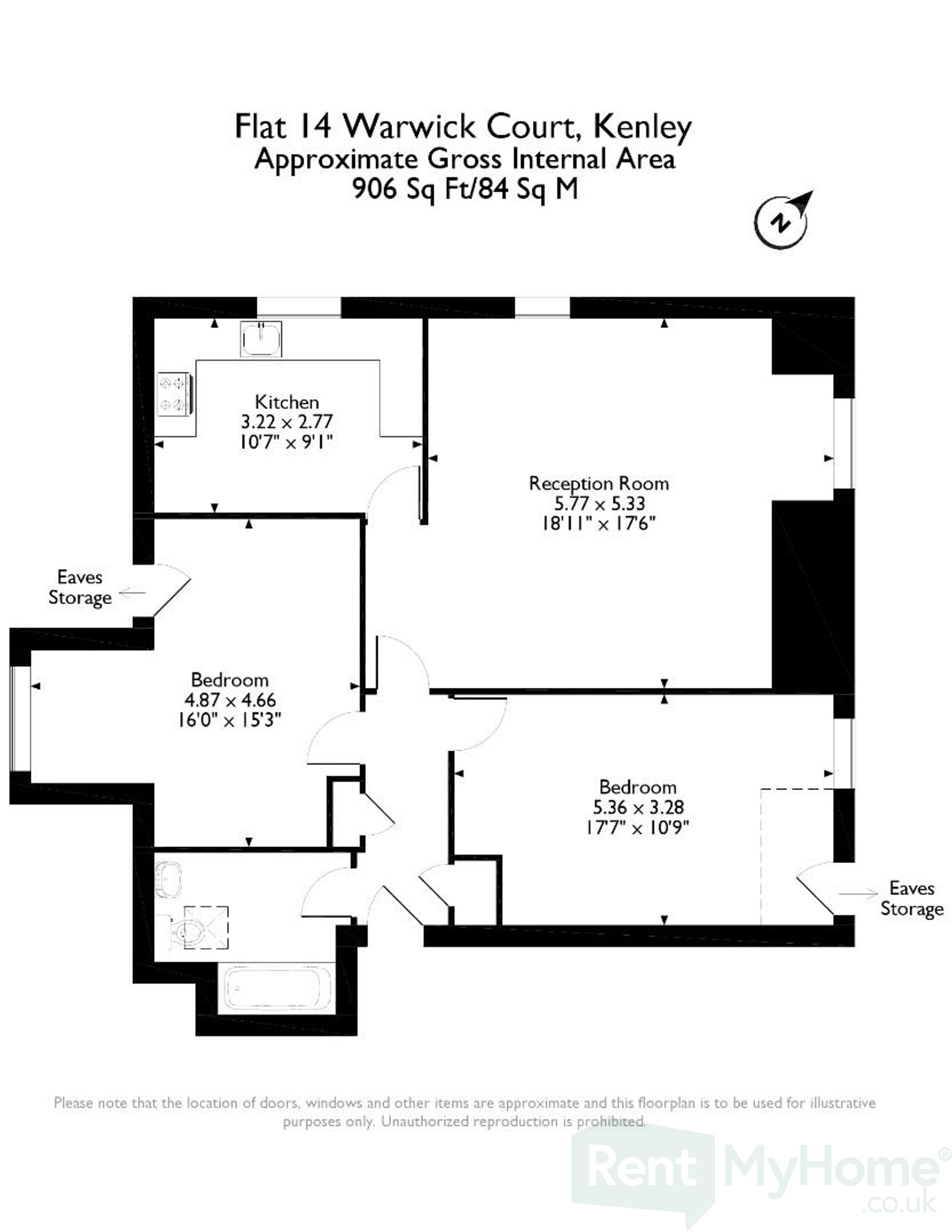 Flat 14, Warwick Court, 110 Godstone Road, Kenley floorplan